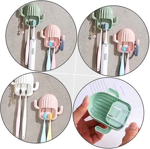 Miniatura 3 de DOITOOL Soporte para cepillos de dientes para colgar en la pared, juego de 4 piezas, sin taladro, soporte para cepillos de dientes para baño, ahorro