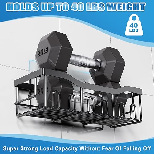 Miniatura 5 de Paquete de 5 unidades de organizador de ducha adhesivo, organizador de ducha de baño, estantes de ducha para ducha interior, sin perforaciones, gran