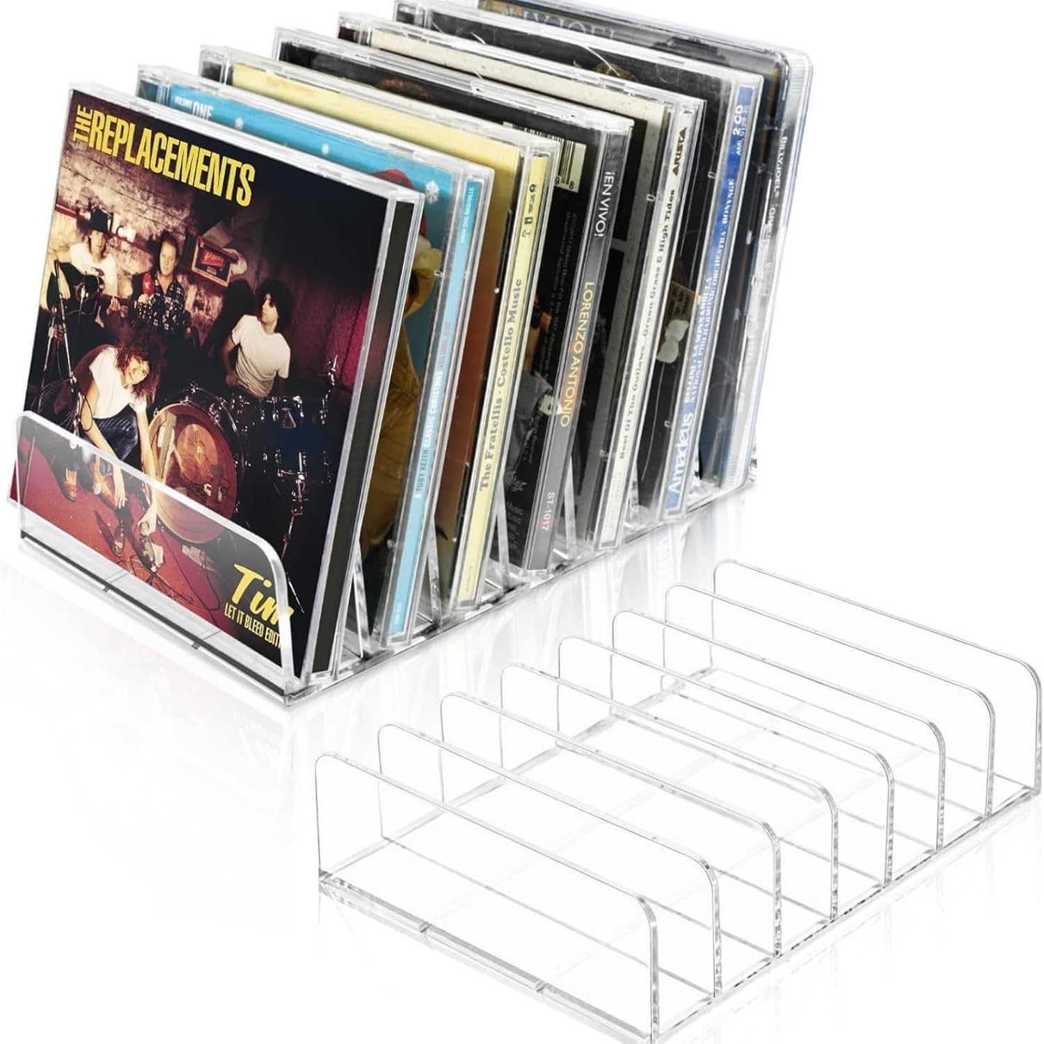 Cawhui Clear 1 Pack Cd Holder， Acrylic Cd Dvd Display Rack Cd Storage，Cd Organizers Rack Holds Up To 14 Standard Cd Cases For Media Shelf Storage And Organization No Dvd