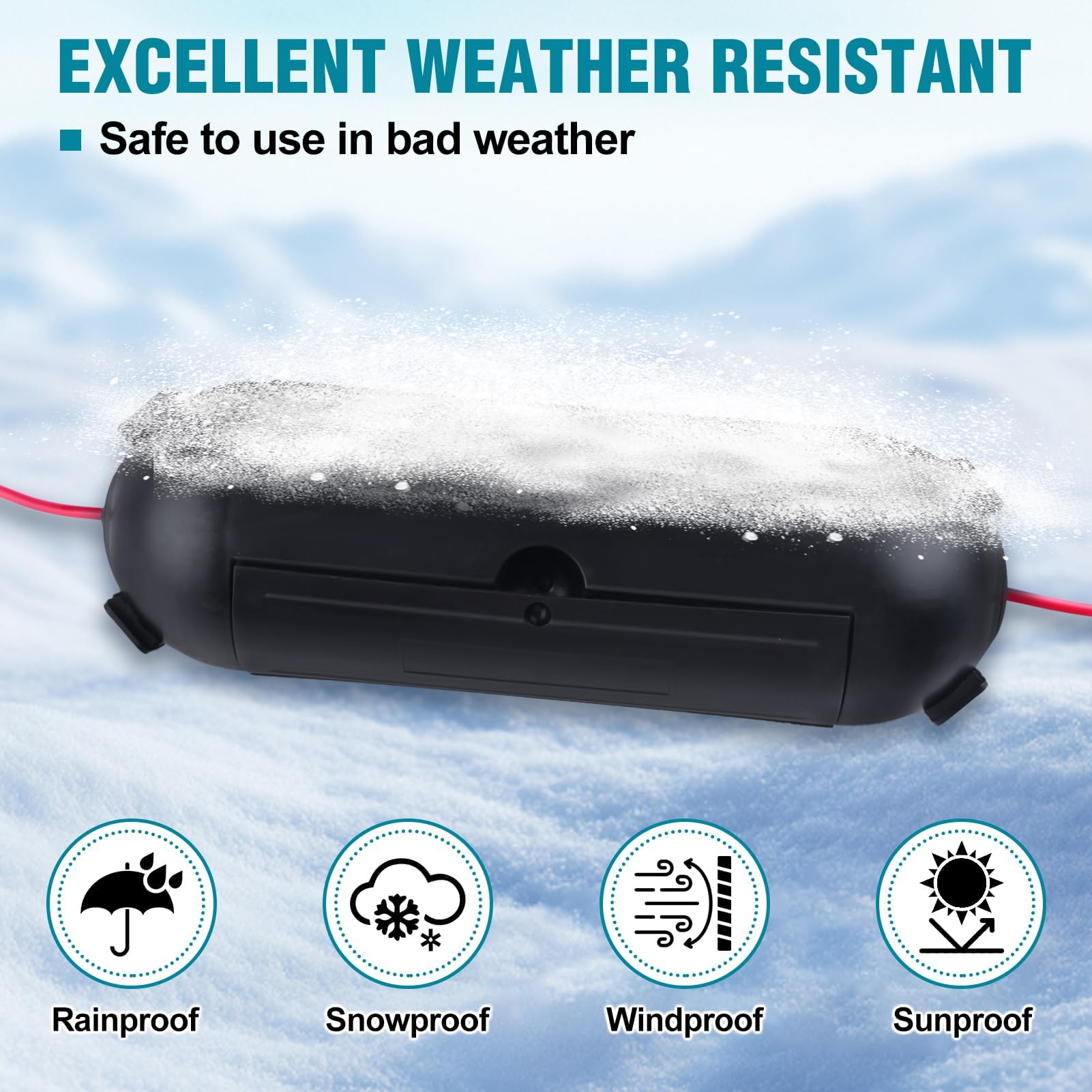 GOLD DEER 2Pack Outdoor Extension Cord Safety Cover Mini Waterproof Weather Resistant Seal Housing with 4 Latches Fits 12/14/16 AWG Extension Cord Protector for Holiday String Lights Plug,IP44,Black - Image 3