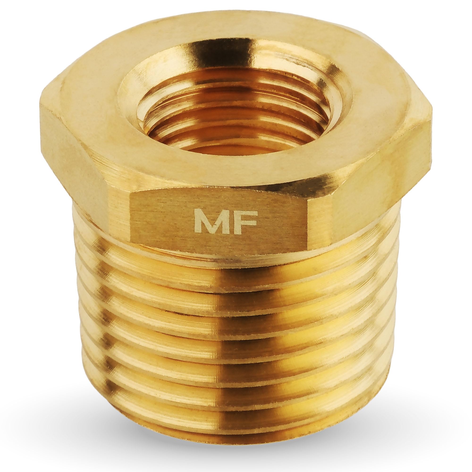 MAACFLOW MAACFLOW brass 1/2" Male NPT to 1/4" Female NPT Adapter Reducer Hex Bushing (Thread OD 0.81" - ID 0.44") (Pack of 1)