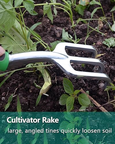 Miniatura 5 de 3 herramientas de jardín, juego de herramientas de jardín de aluminio fundido resistente con paleta de mano, paleta de trasplante, rastrillo