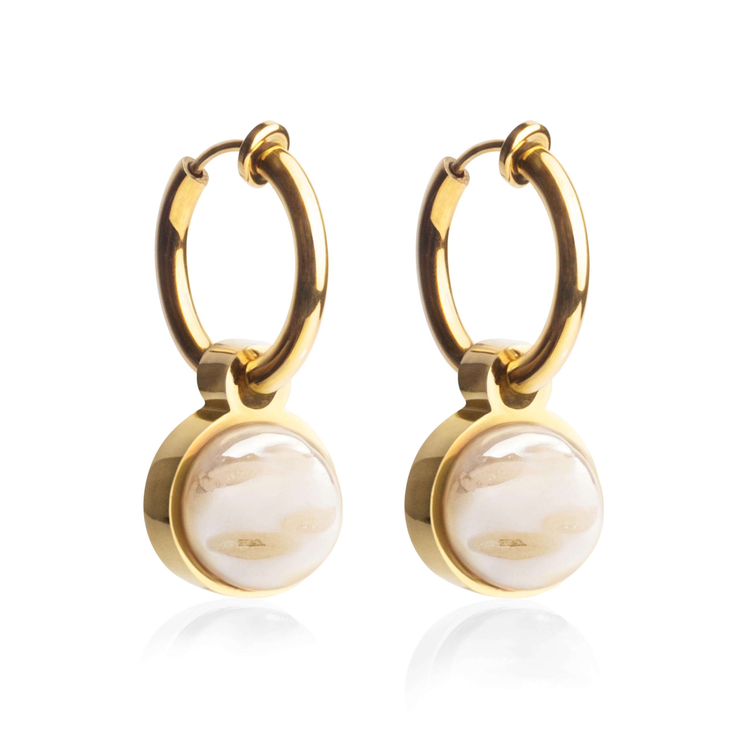 Clip Ohrringe mit Anhänger • Gold Ohrclips aus Edelstahl 18k vergoldet • mit Charm zum Wechseln • nachhaltig & handgemacht • MIX AND MATCH • Ø 14 mm
