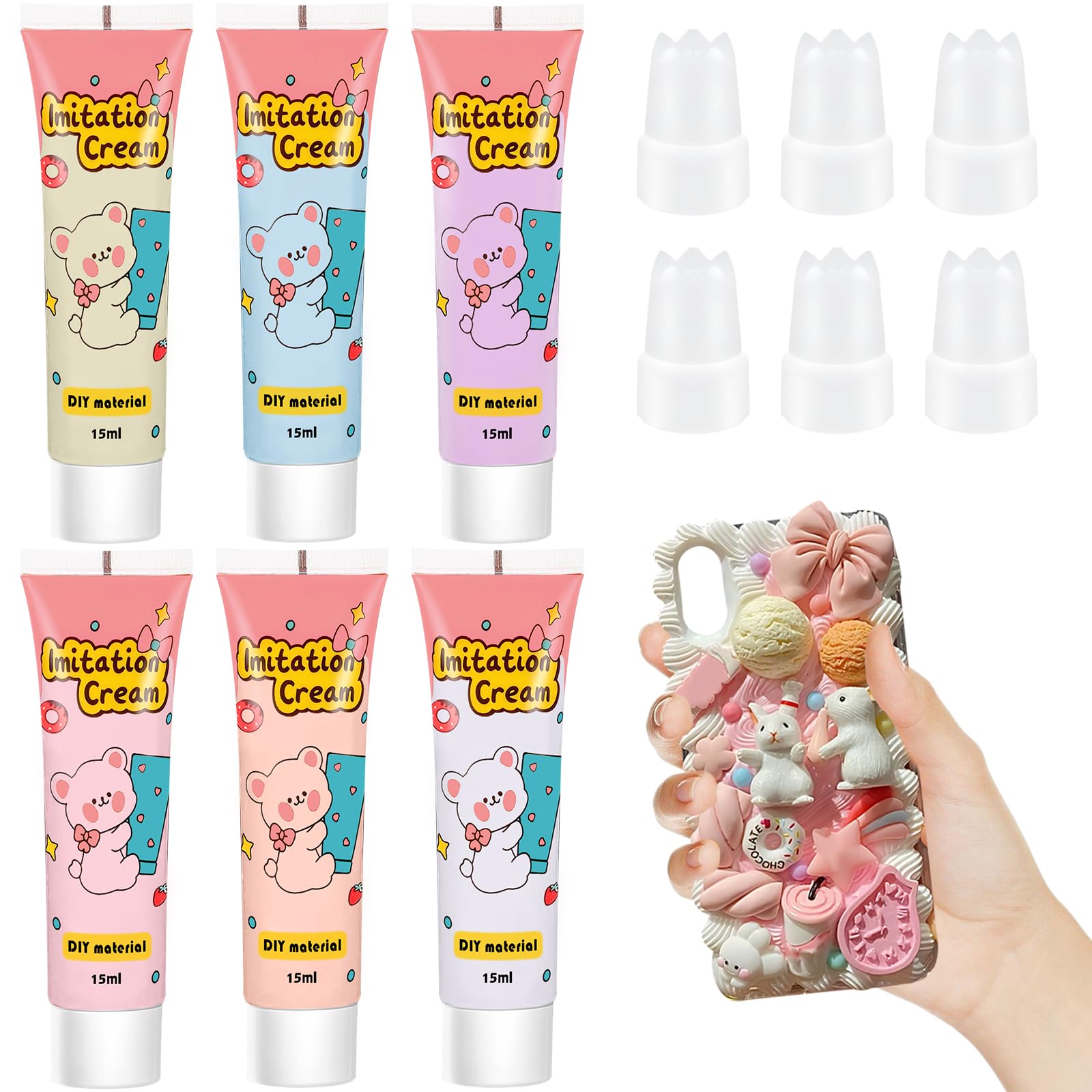 Colla crema multifunzionale - Kit di 6 colori (tubi da 15 g) per fai da te, scrapbooking, gioielli e decorazioni