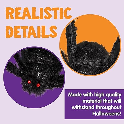 JOYIN 2 Pack 5 Ft Halloween Outdoor Decorations Hairy Black Spider, Scary Giant Spider, Fake Large Haunted House Props, Halloween Yard Lawn Decorations Party Indoor Decor(Black,59inch)