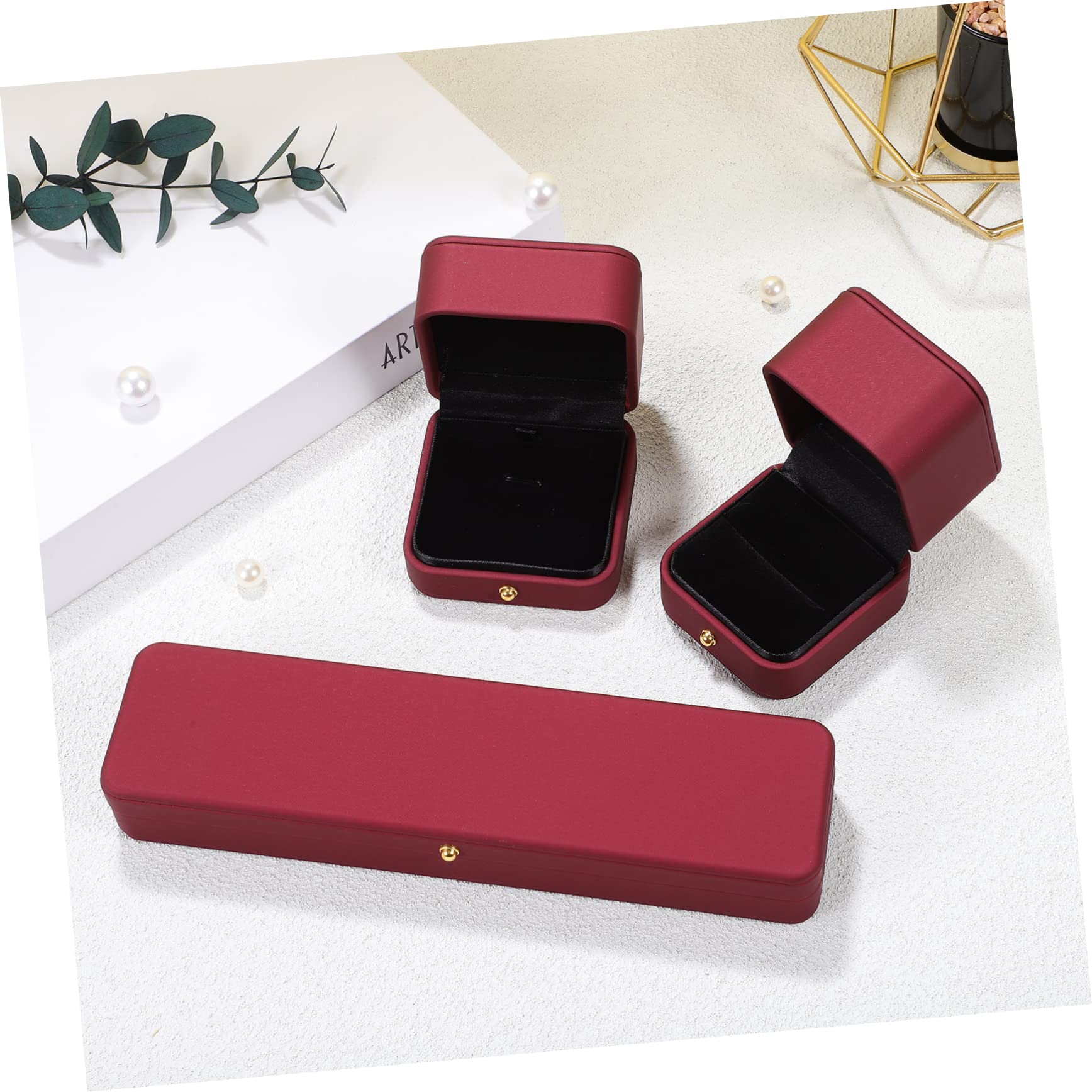 3piezas Joyero Caja Vitrina Estuche Contenedor Guardar Joyas Cuero Sintético Protección