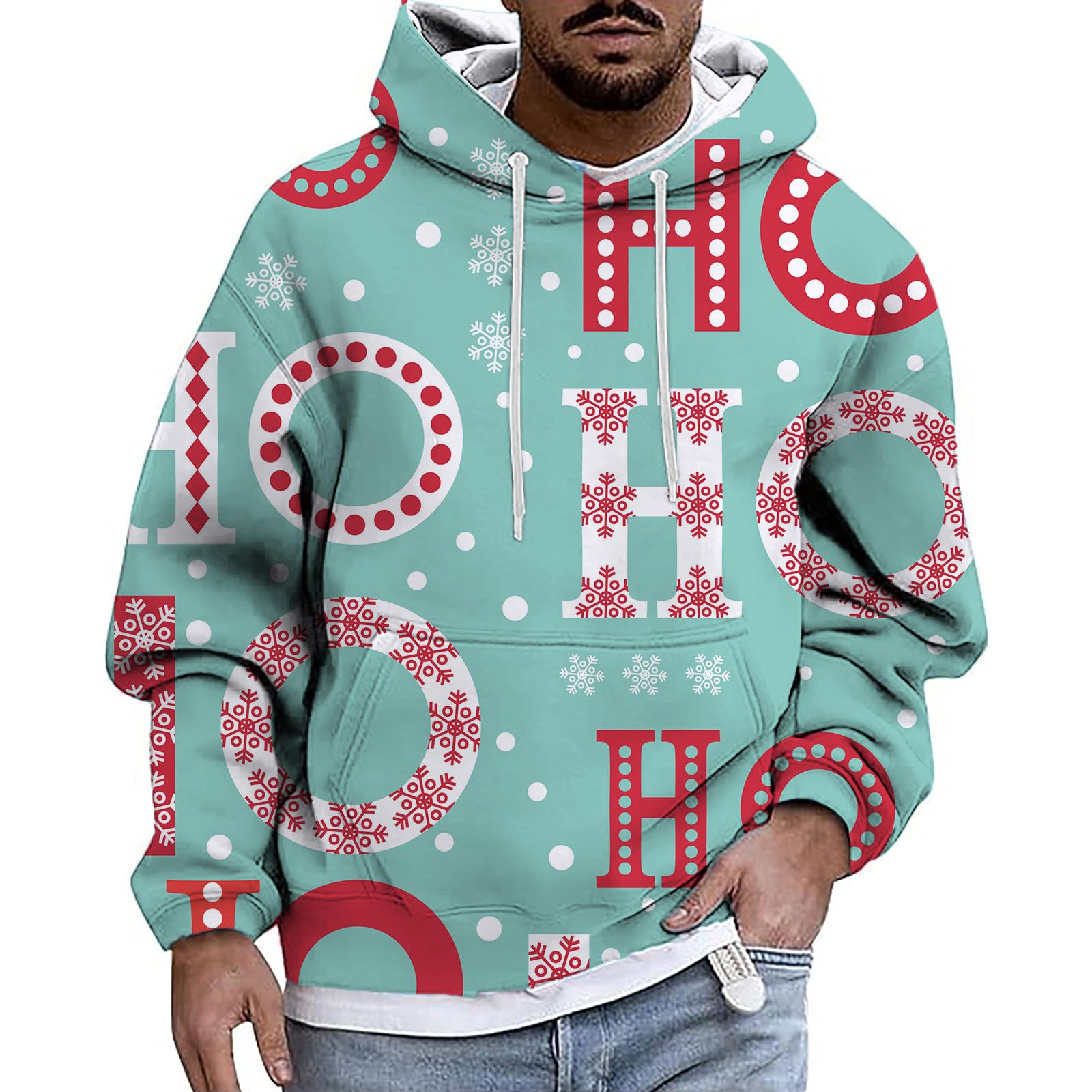 Pull de Noël pour homme avec capuche et manches longues style décontracté