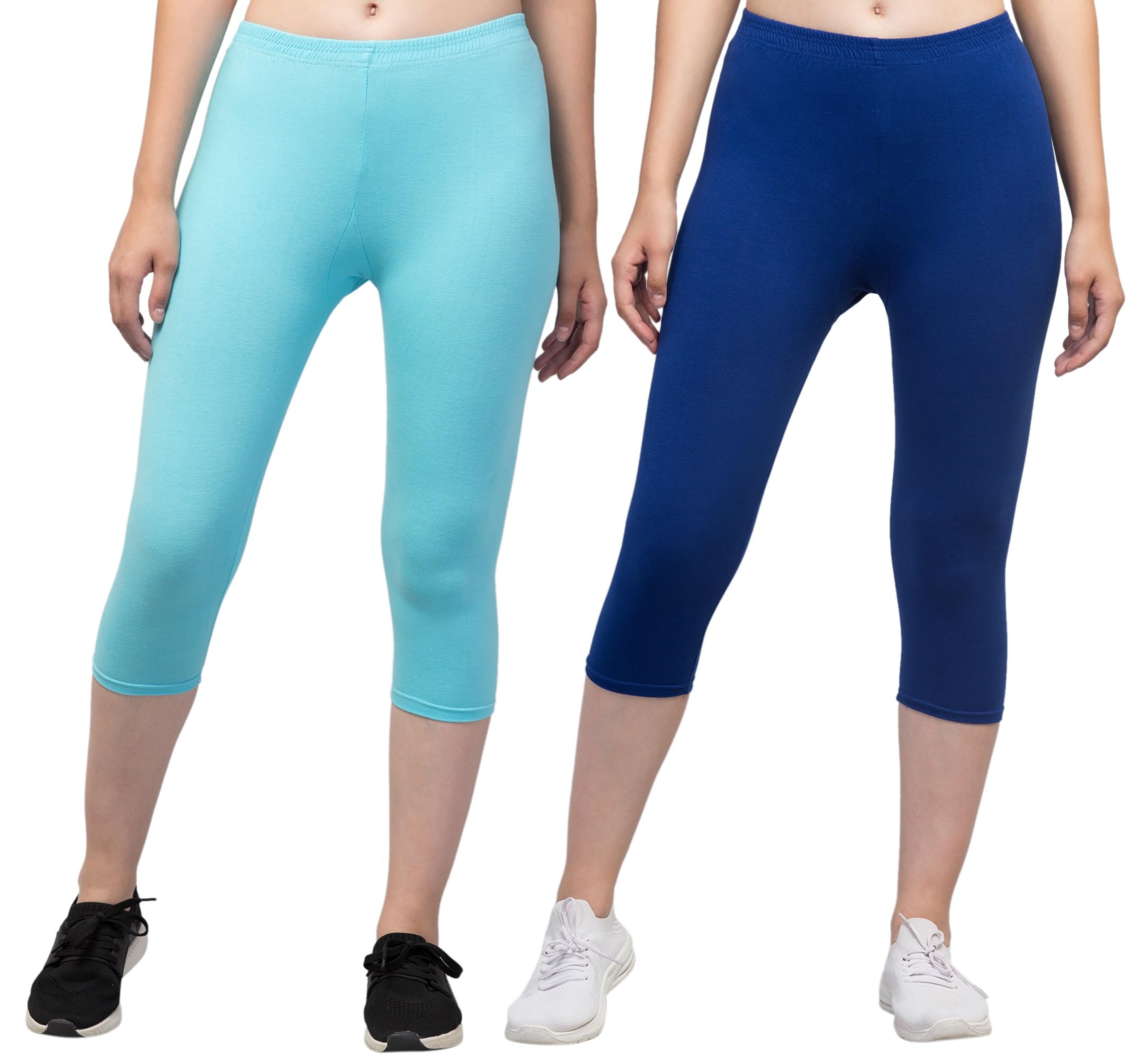 attire zone Women's Regular Fit Plain Capri Pants/Avobe Knee Lenth Super Cotton Capri for Sports Wear Gym, Yoga Pack of 2-picture-22