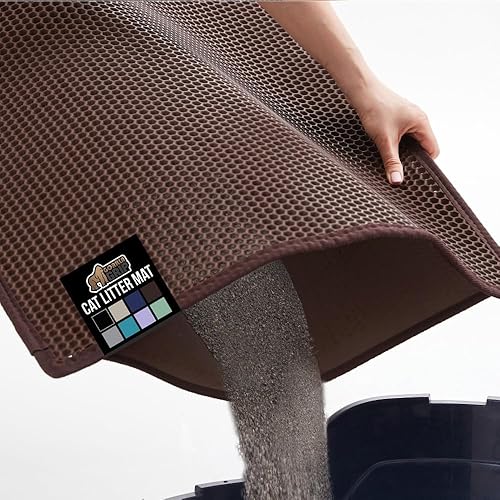 Miniatura 14 de GORILLA GRIP Tapete para caja de arena para gatos con diseño de panal de abeja, tapete de basura de dos capas, suave para las patas, suministros de