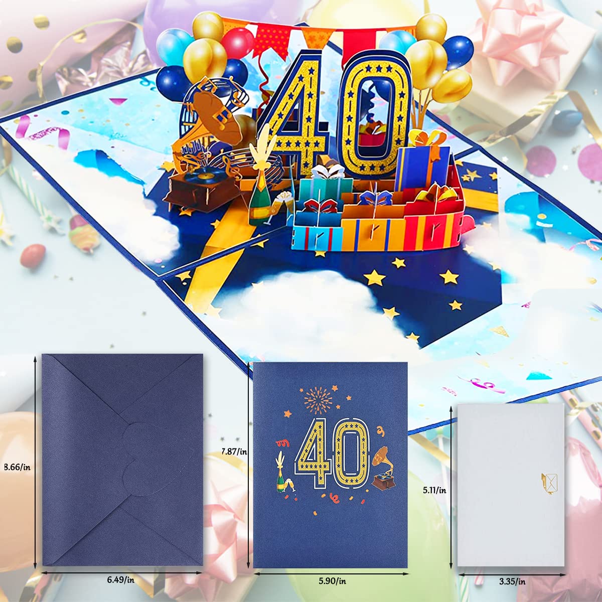 Kartka z życzeniami Urodziny 3d Pop Up Kartki Urodziny 40th Birthday Card dla mężczyzn i kobiet Rodzin Miłośnicy Przyjaciele i Dzieci (A 40)