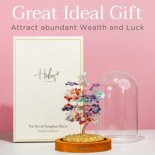 Miniatura 10 de HEBES Árbol de la vida de Feng Shui para protección de la prosperidad y energía positiva, piedras preciosas curativas naturales envueltas a mano,