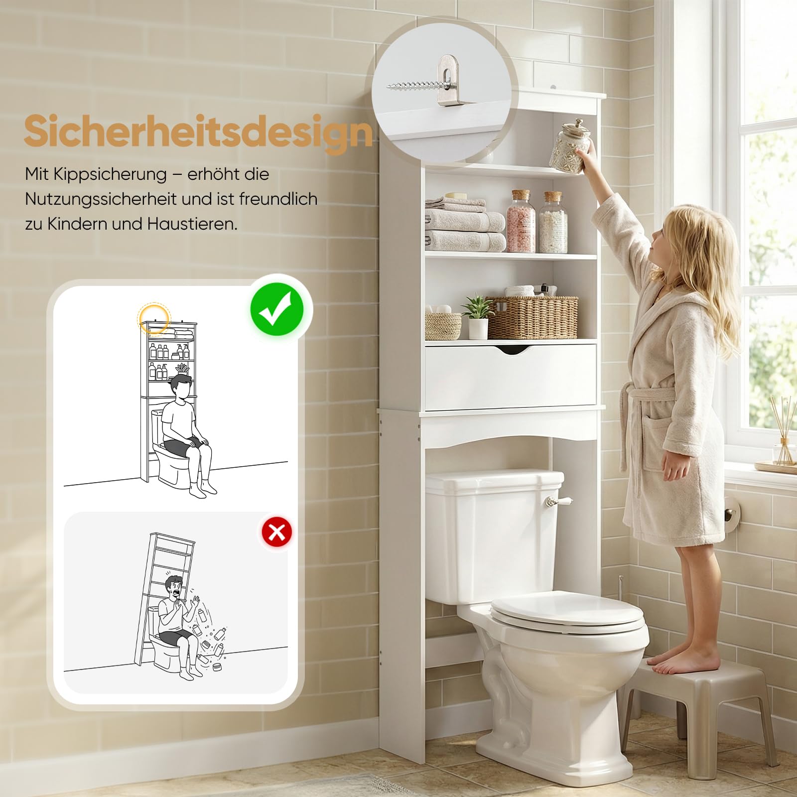 HOKEEPER Badschrank Weiß
