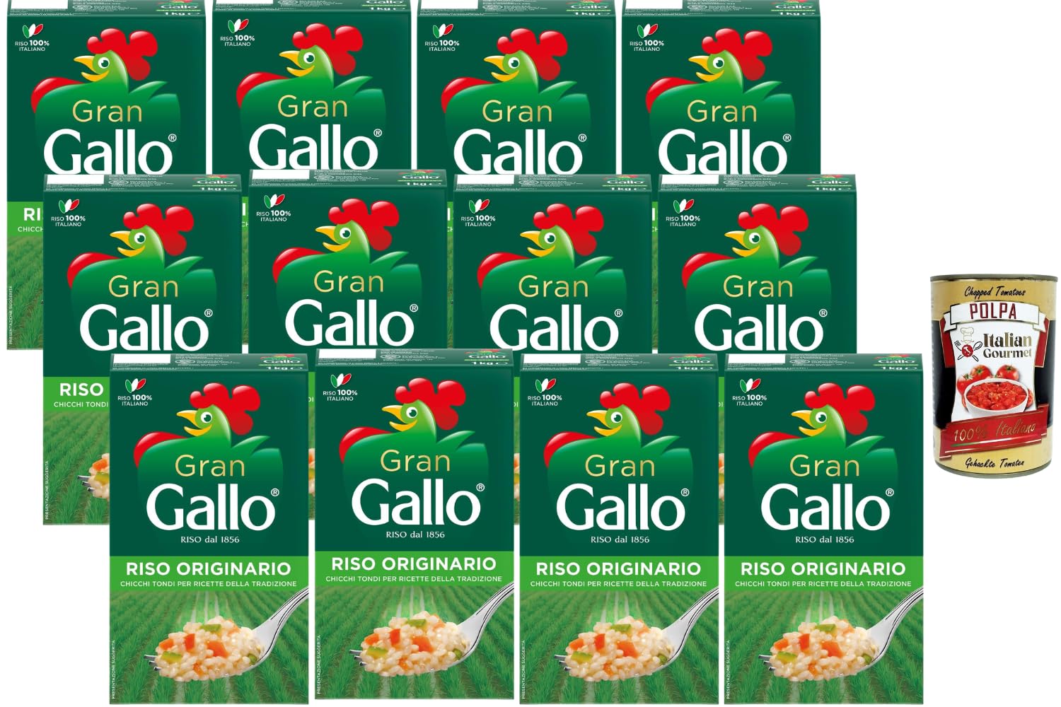 Italian Gourmet Originario Rundkornreis 12x1kg 12kg mit Polpa Großpackung