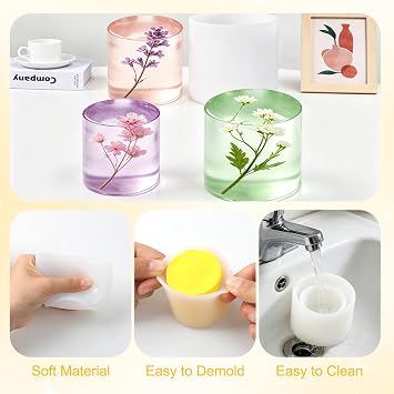 4 Size Cylindrical Silicone Candle Molds, Resin Pillar Candle Mold, Reusable Silicone Cylinder Mold for DIY Candles Soap Wax Melts Crafts Making