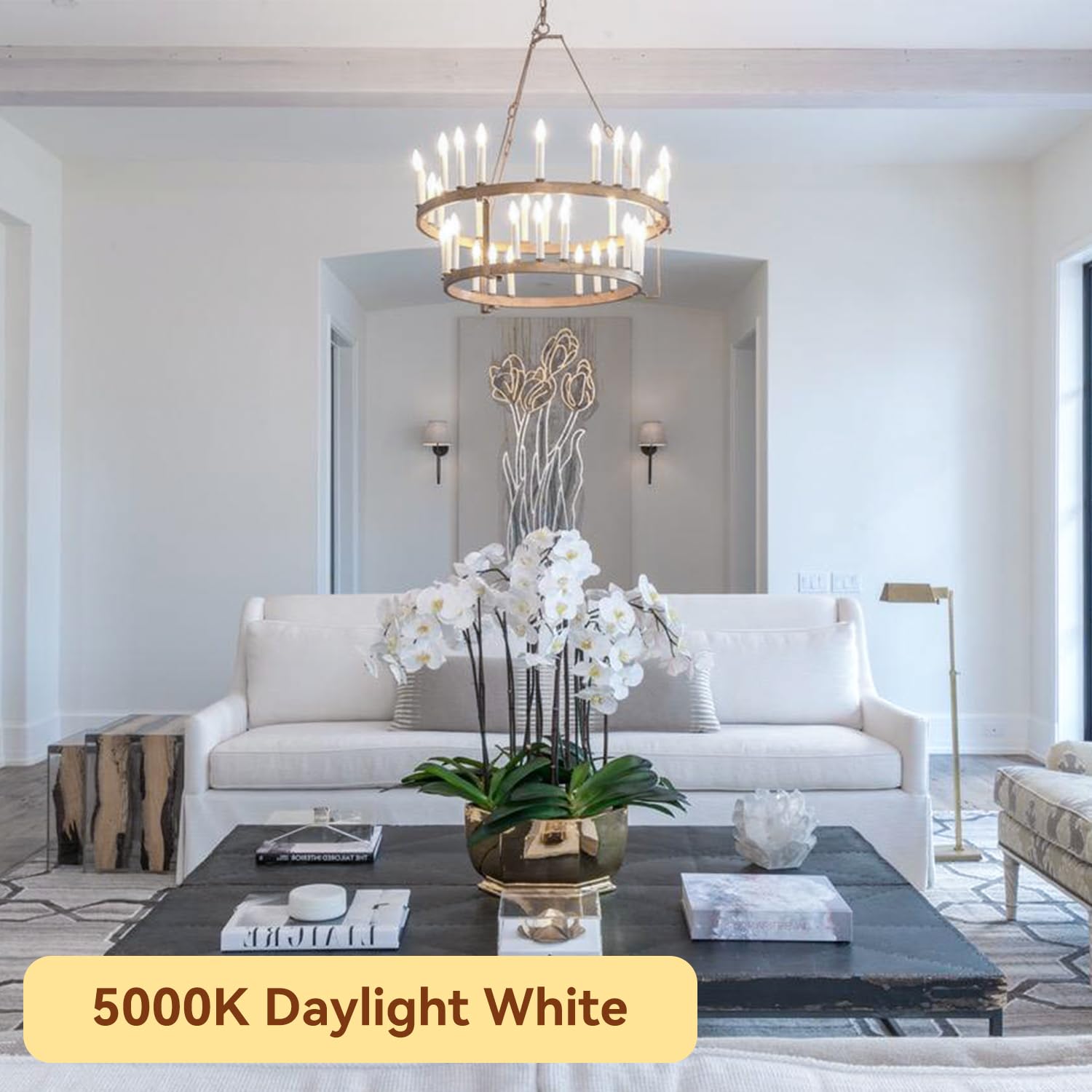 TJOY LED Candelabra Bulbs Dimmable 60W Equivalent Chandelier Light Bulb E12 Small Base 4 5W 5000K Daylight White — view 4