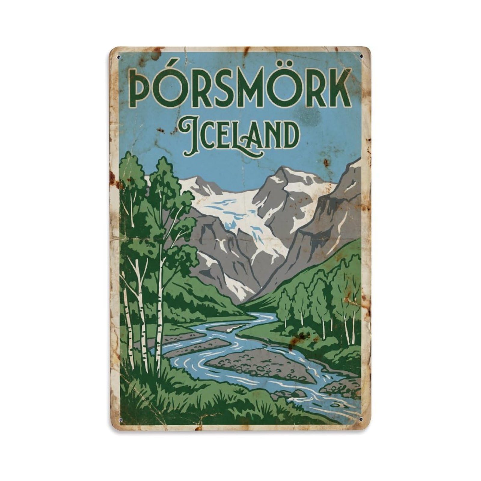 Gead 8X12inch Style Vintage Travel Thorsmork Iceland Valley Metal Tin Sign