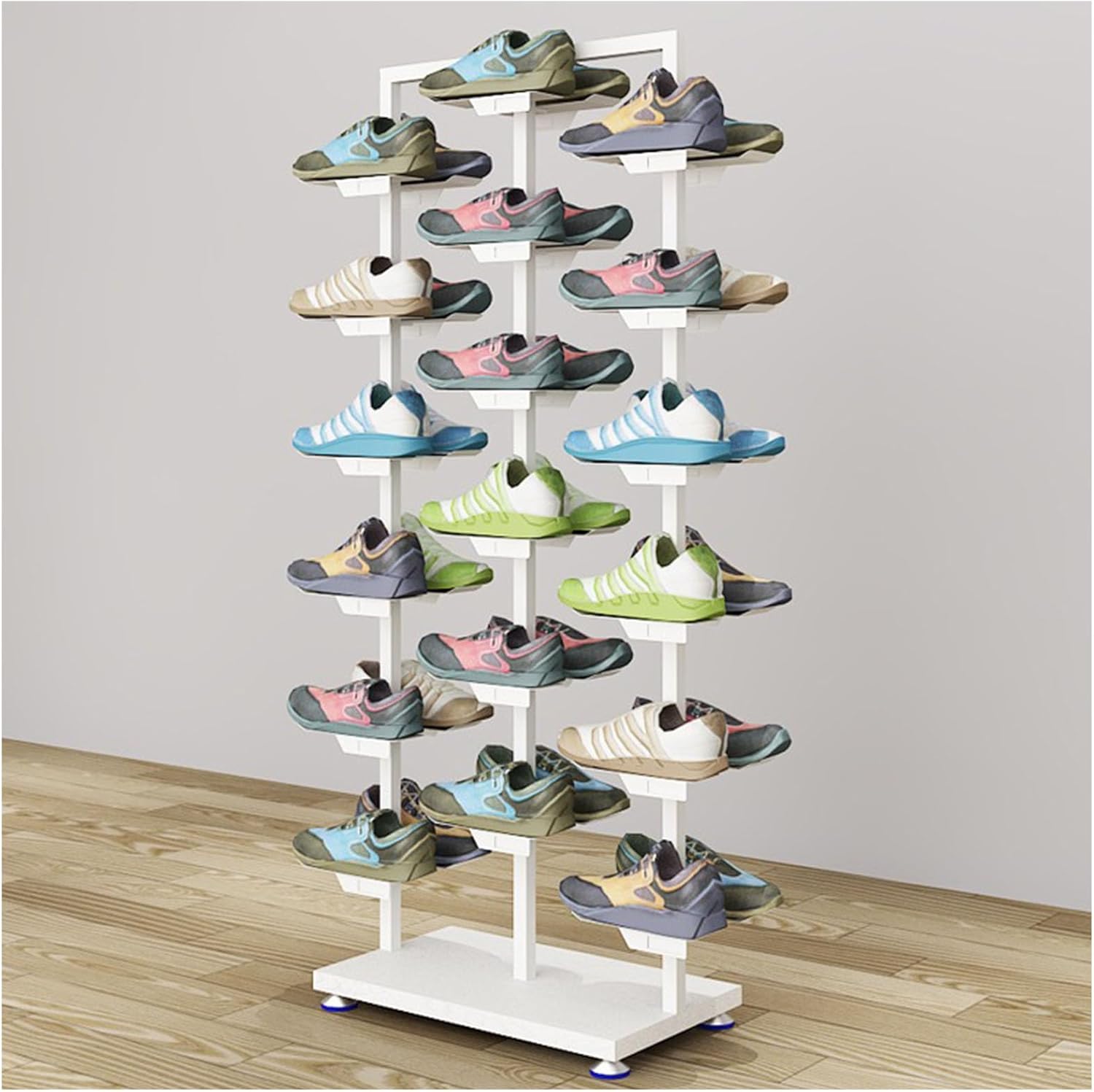 Shoe Store Display Stands Shoe Storage Organizer, Retail Boutique Shoe Tower Sneaker Rack, Large Free Standing Shoe Shelf Showcase, Commercial Clothing Store Shoe Holder for Home Shopping Malls