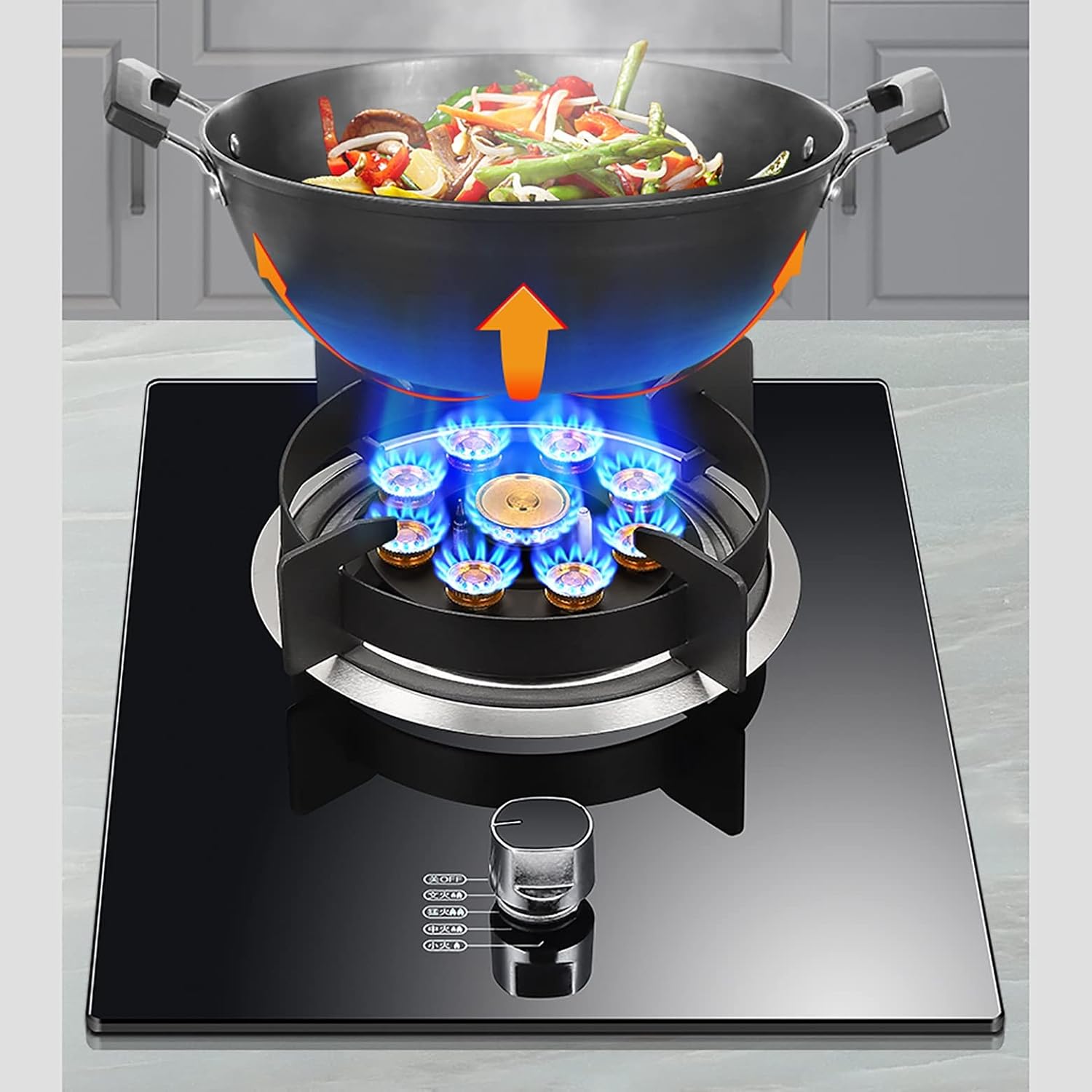Gas Hob 7.2Kw Built-In Gas Cooktop, Brass 13-Cavity Gathering Fire Kitchen Cooking Cooktop Single Burner Camping (Ng) (Ng)