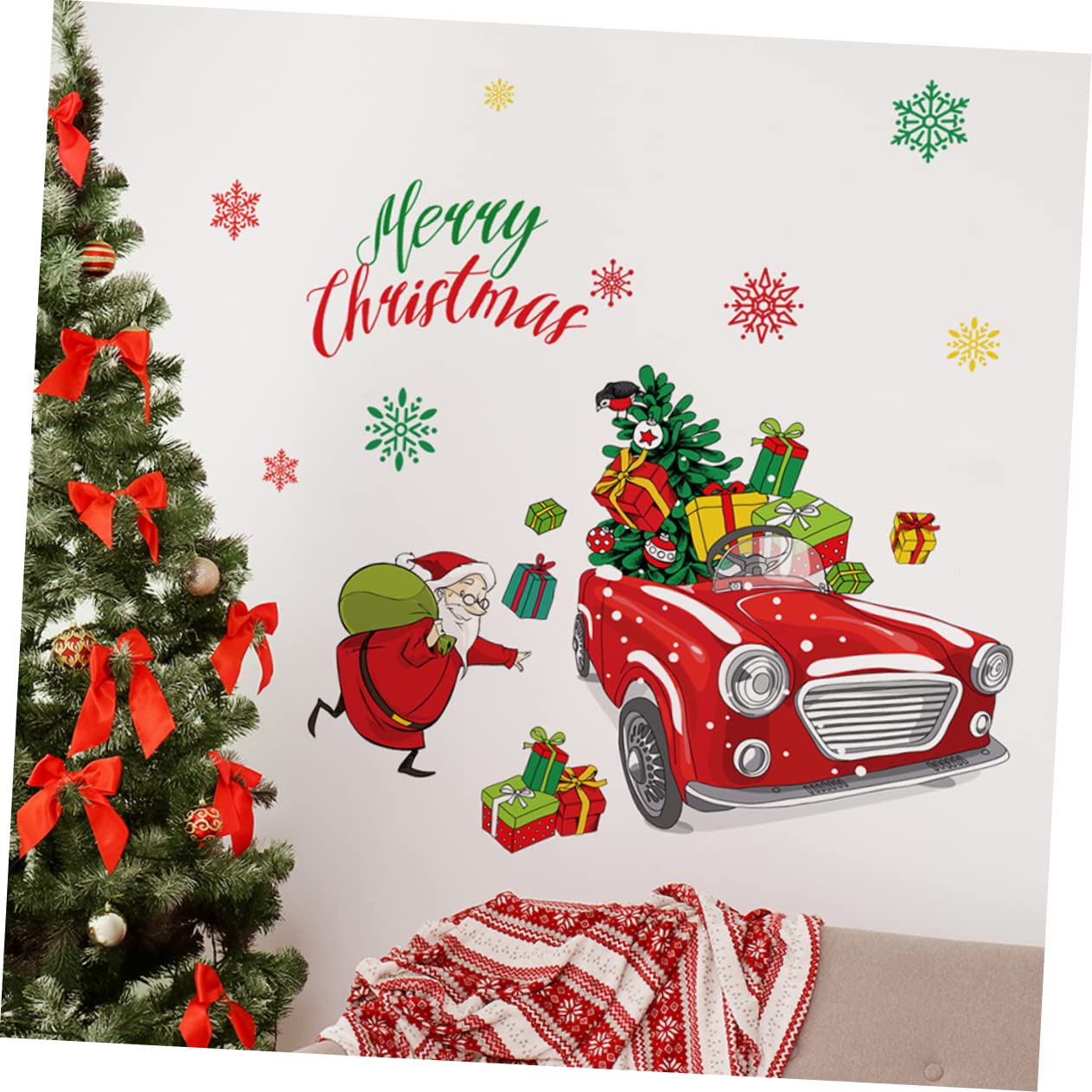 Alipis 5 Ensembles Autocollant mural de Noël decoration hiver décoration hiver fenêtre s'accrocher murale de porte de noël fenêtre de s'accroche décoration murale de Noël PVC