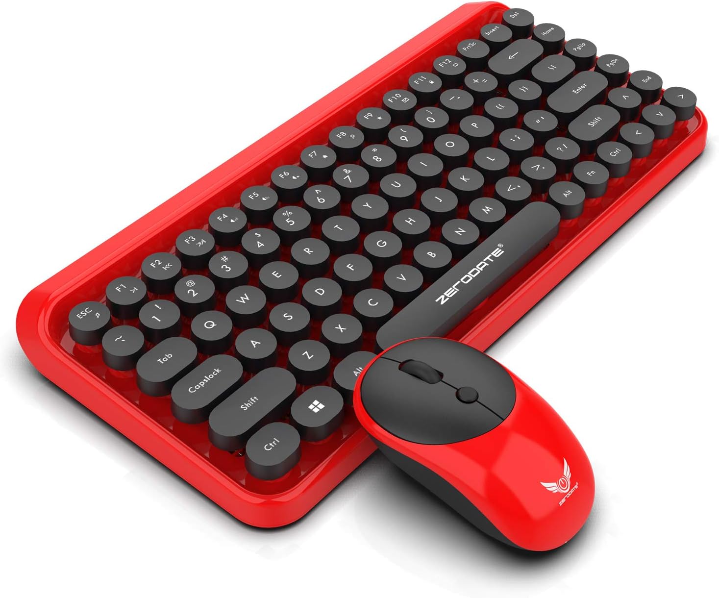 Wireless Keyboard and Mouse Combo,Attoe Silent Cute Keyboard with Retro Round Keycap and Ergonomic Mouse with 3 DPI Levels Compatible with Windows and Mac OS