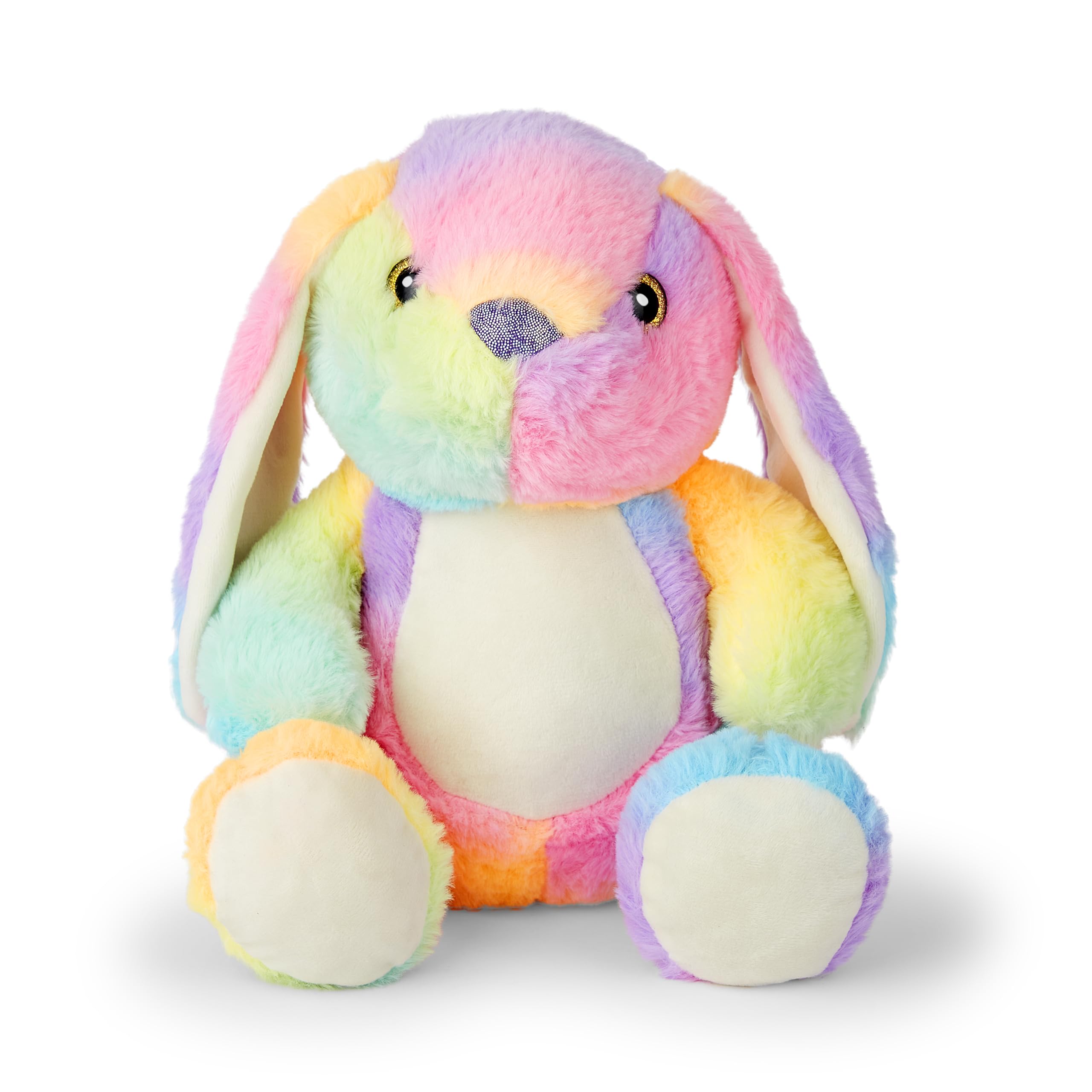 Mousehouse Gifts - Rainbow-Coloured Rabbit Soft Toy, Plush Cuddly Teddy for Children
