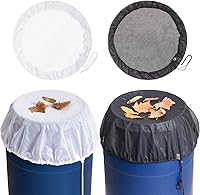 Vista 9 de Cubierta de malla para barriles de lluvia con cordón, protector de tanque de cubos de recolección de agua, cubierta de malla para cubo de lluvia
