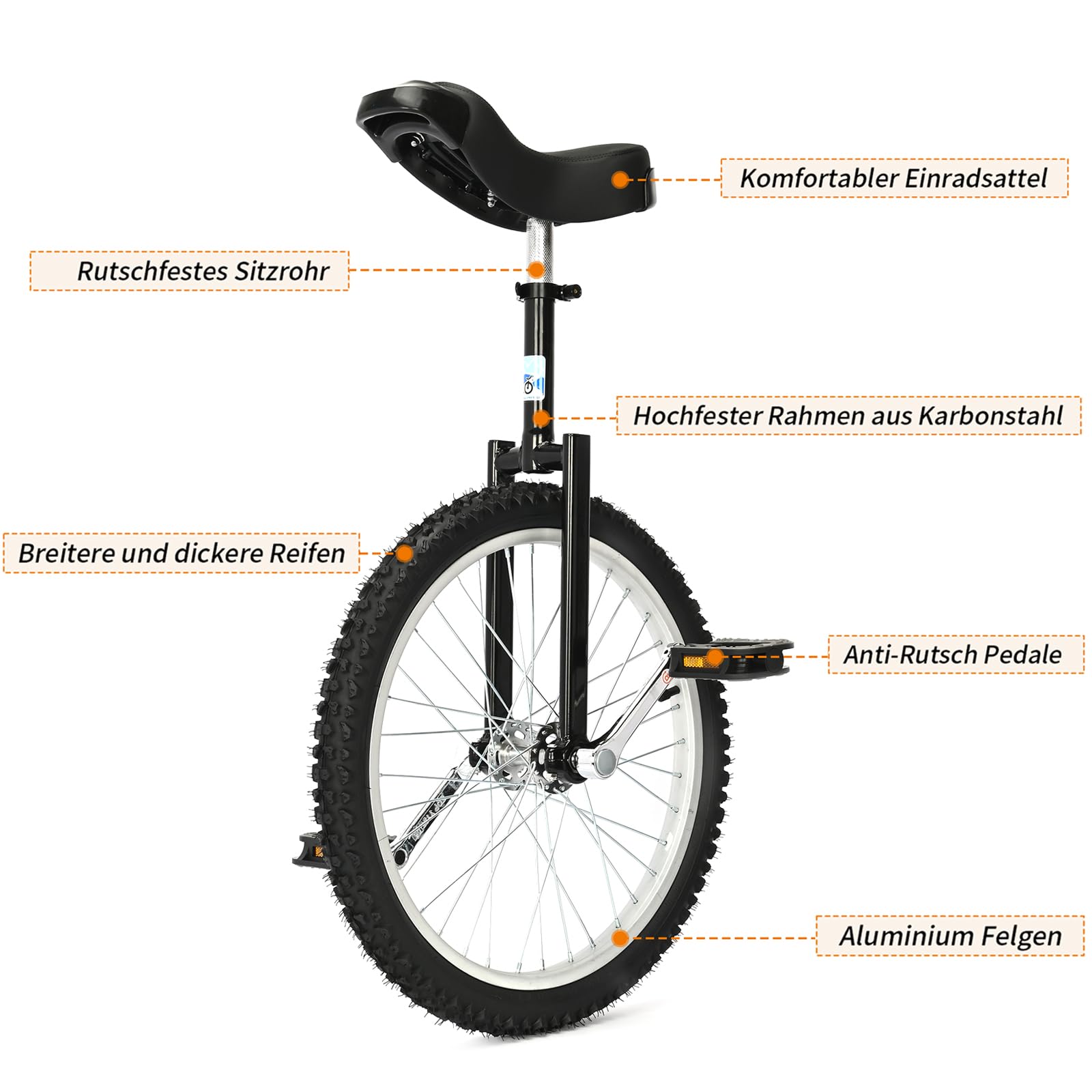 Uyoyous Monocycle LUXUS 20 pouces Unicycle pour Adultes, Enfants, Débutants et Professionnels Unisexe
