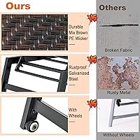 Vista 7 de Giantex Tumbona para patio, silla reclinable de ratán de polietileno para exteriores con ruedas, respaldo ajustable de 5 posiciones, marco de acero