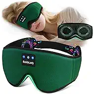 Sleep mask Headphones,100% Blackout 3D Zero Eye Pressure Bluetooth Sleep mask Breathable Eye mask with Bluetooth Headphones Sleep Headphones for Side Sleepers 14H Playtime&Bluetooth 5.4 Green
