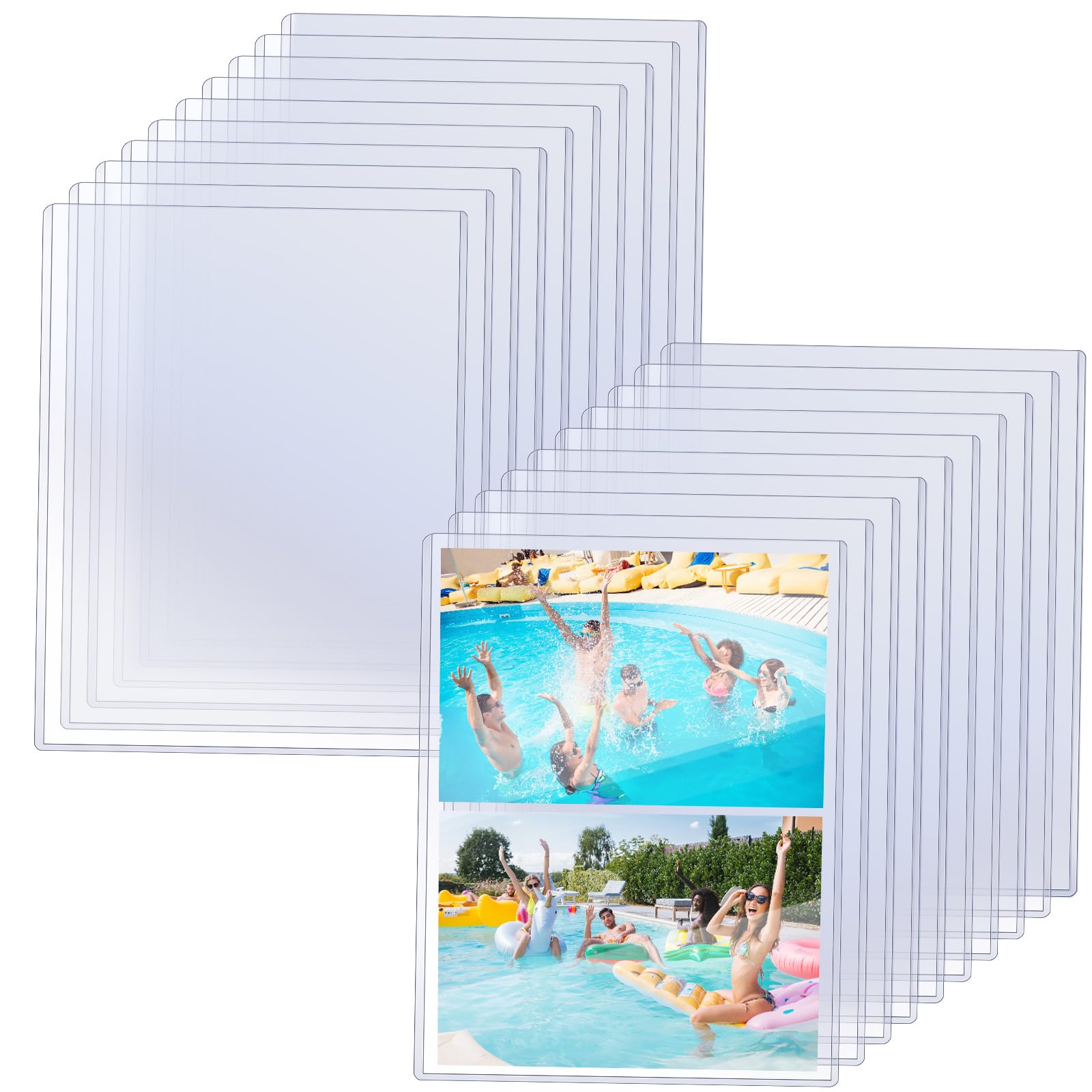 20 Pcs 5" x 7" Photo Sleeves Rigid Card Protectors Clear Waterproof Hard Plastic Page Sheet Protectors Top Loading Rigid Photo Card Postcard Sleeves