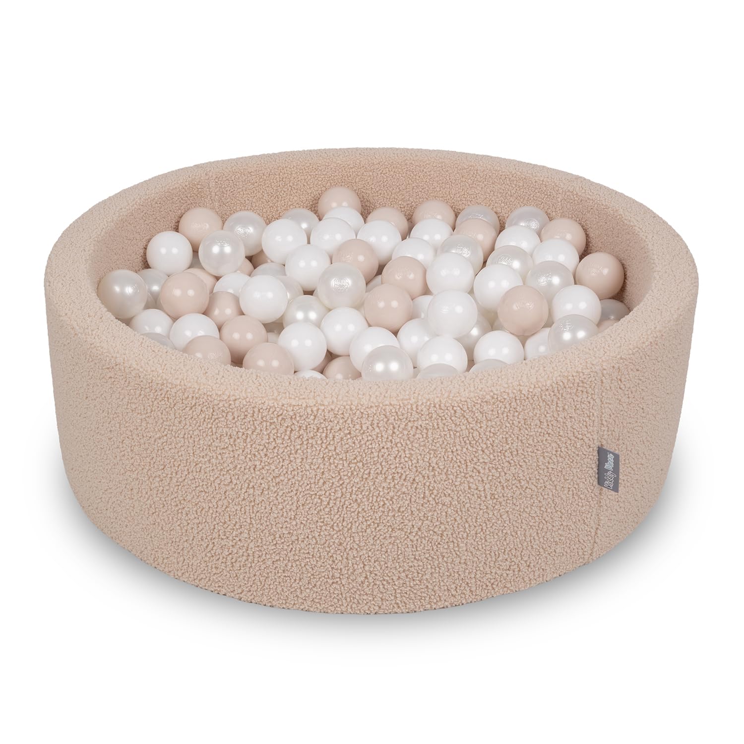 KiddyMoon Ball Pit For Baby With Teddy Plush, Large 7 Cm Balls For A Fuller Ball Pit, From 8 Months, Removable Cover