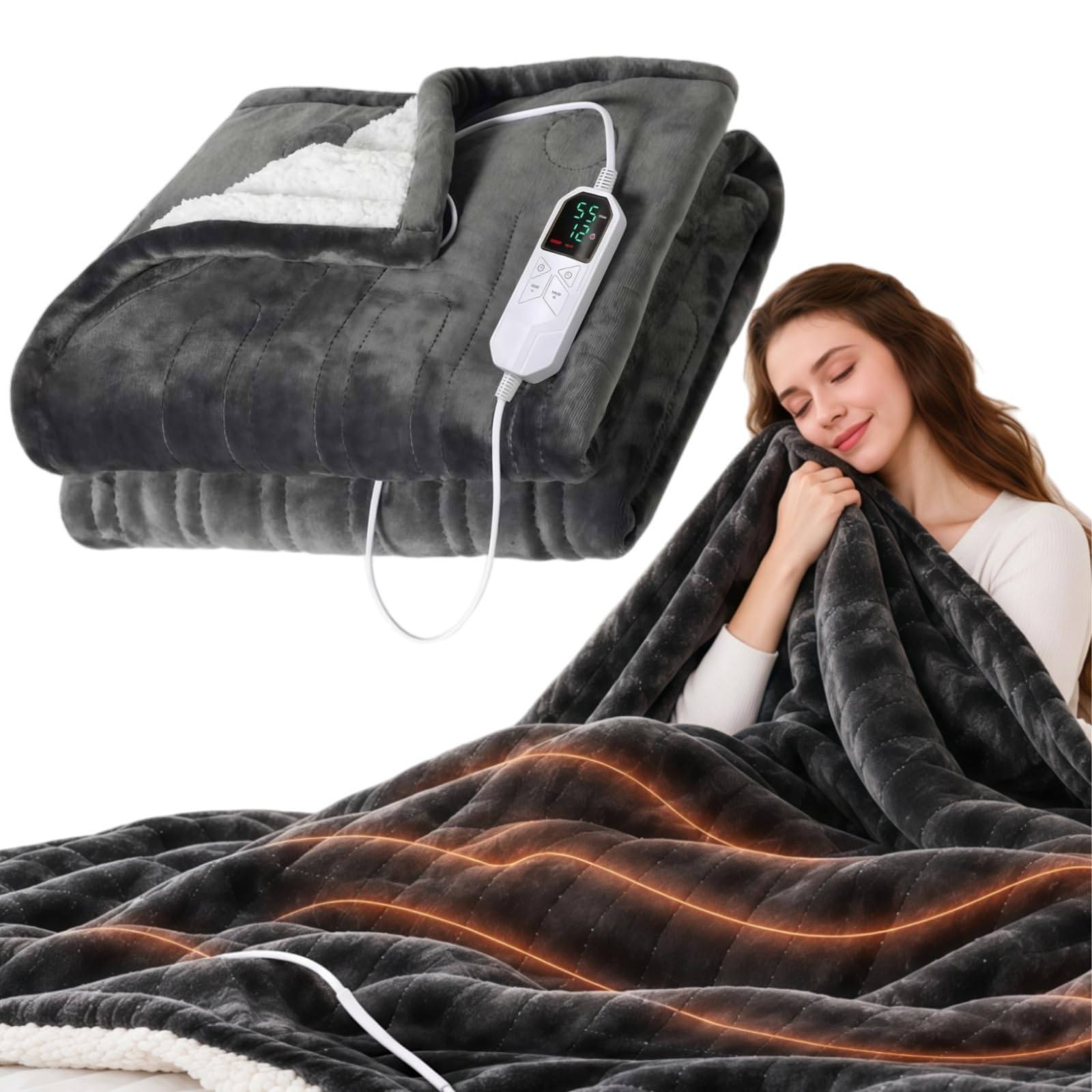 Coperta riscaldata portatile, scialle, coperta riscaldata USB, 213 x 228 cm