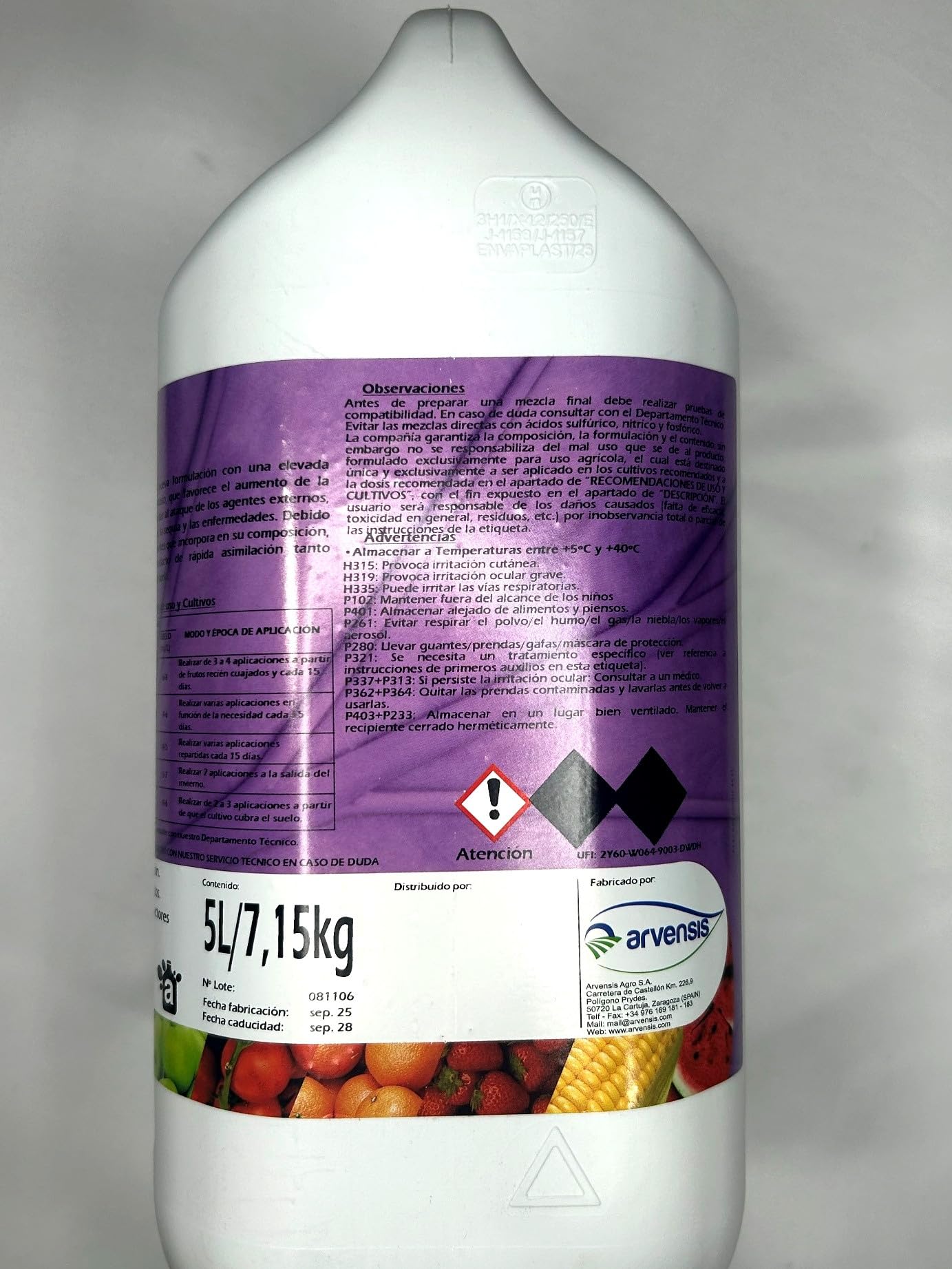 Arvensis Agro FORTIK-40 - POTASA, Abono Líquido Potásico Hidrosoluble, Solución con Óxido de Potasio (K2O), Resistencia a Heladas y Sequía, 5L