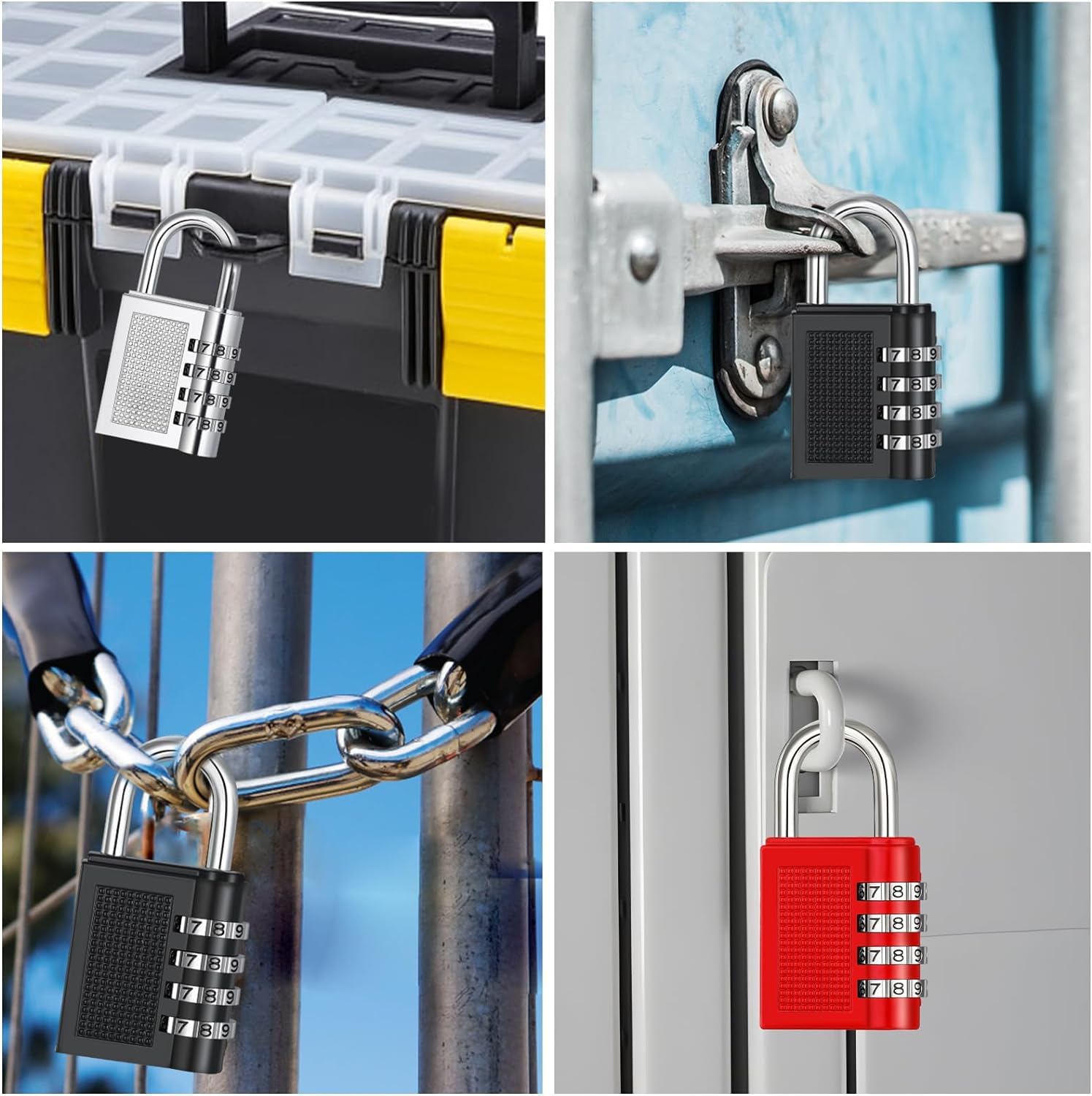 Vinabo Zahlenschloss 4-stellig - Vorhängeschloss Für Spind & Schuppen Schwarz