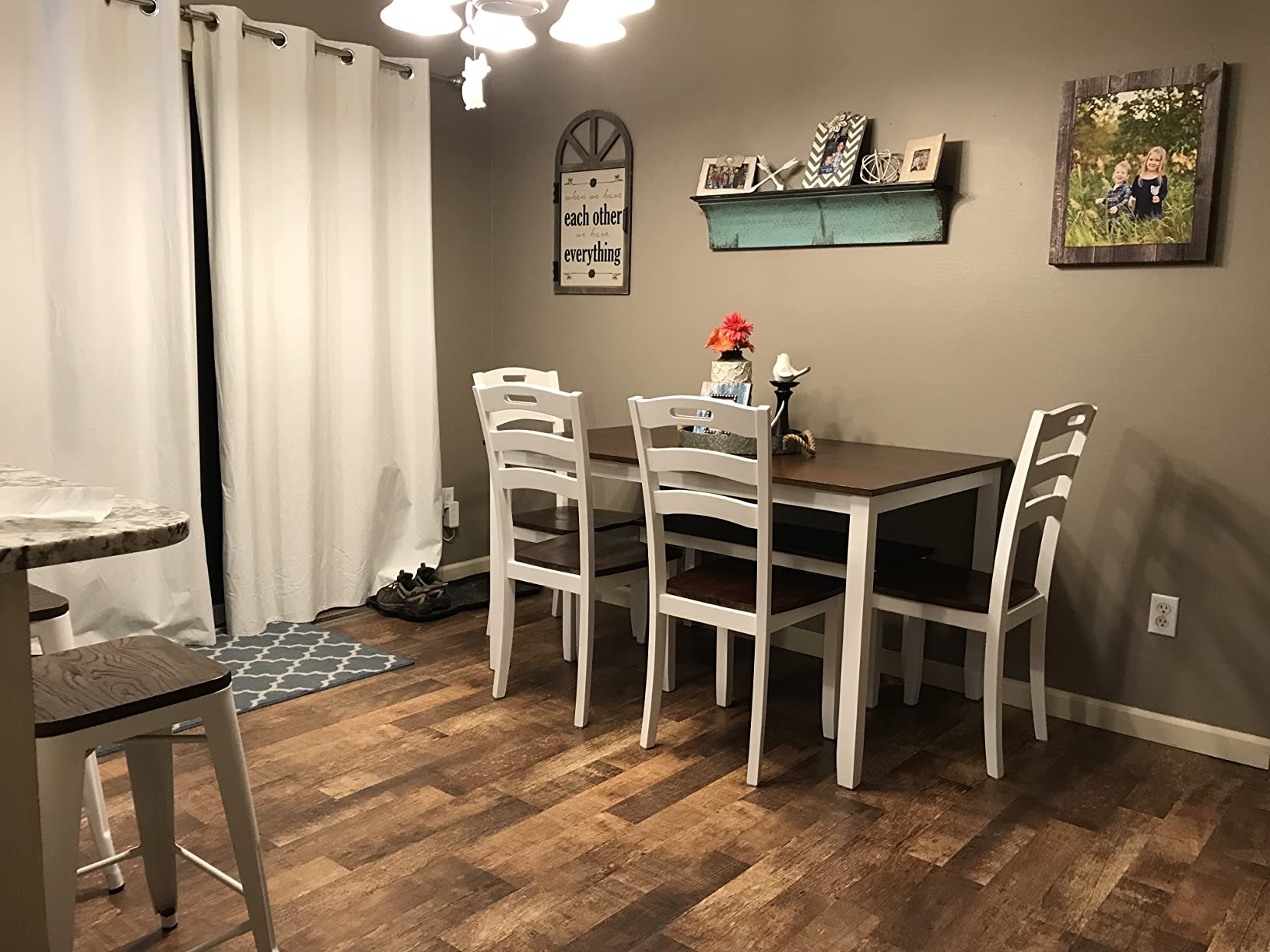 67/mo Finance Rustic Farmhouse Dining Table Set,6Piece Wooden