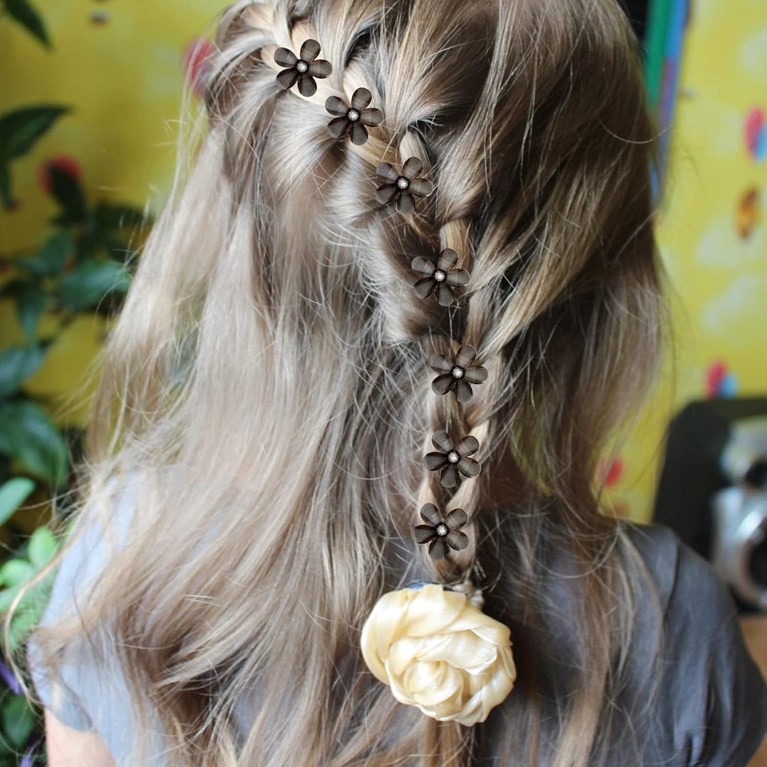 10 Pcs Mini Diamond Hair Claw Clips,Small Hair Clips Flower Hairpins Hair Accessories for Women,Girls,Sweet Mini Barrettes Hair Styling Accessories for Photograph,Daily,Party,Wedding (black) - Image 7