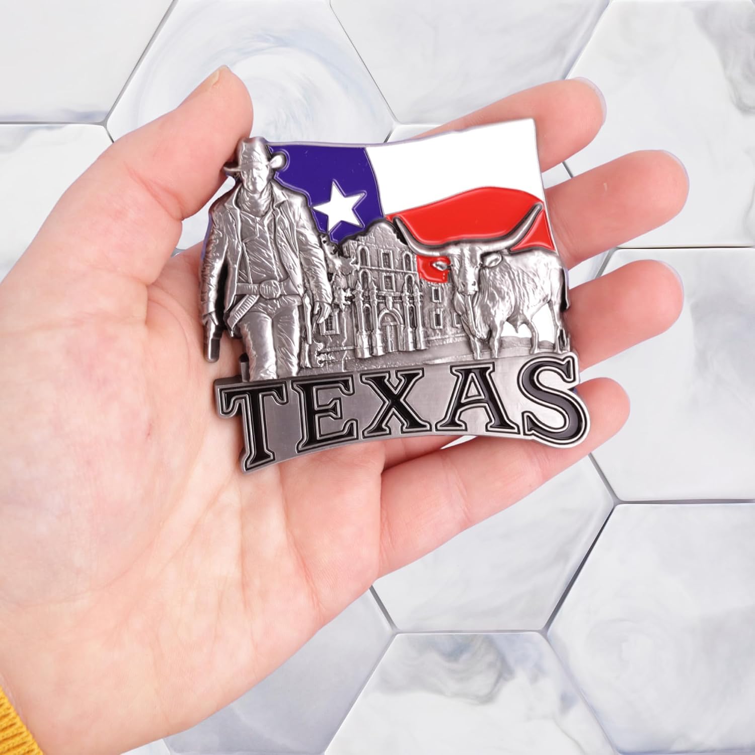 Texas Cowboy and Magnet, Collectible Souvenir Refrigerator Accessory, 2.14 x 2.8 Inches image 3