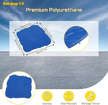 Gdrasuya10 Concrete Seamless Stamp Mat Set 18x18 Seamless Concrete Slate Pattern Mold Cement Stamps Tool Texture Skin Concrete Stamps with Edge Trimmer for Imprinting Concrete,Blue