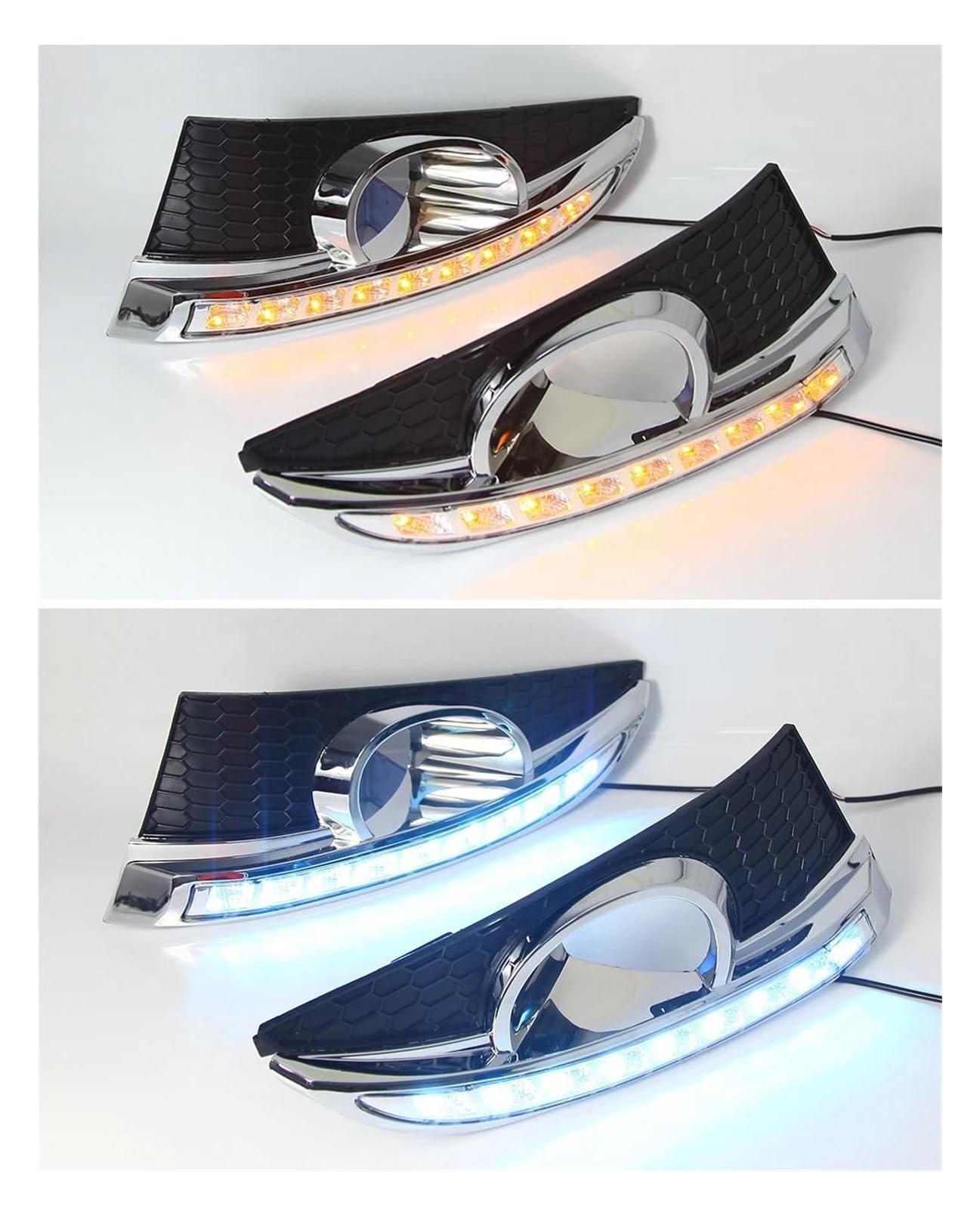 Faro Anteriore 1 Coppia Per Chevrolet Per Captiva 2011 2012 2013 12V LED DRL Luci Marcia Diurna Con Fendinebbia Foro Indicatore Direzione Relè Fari(Bianco)