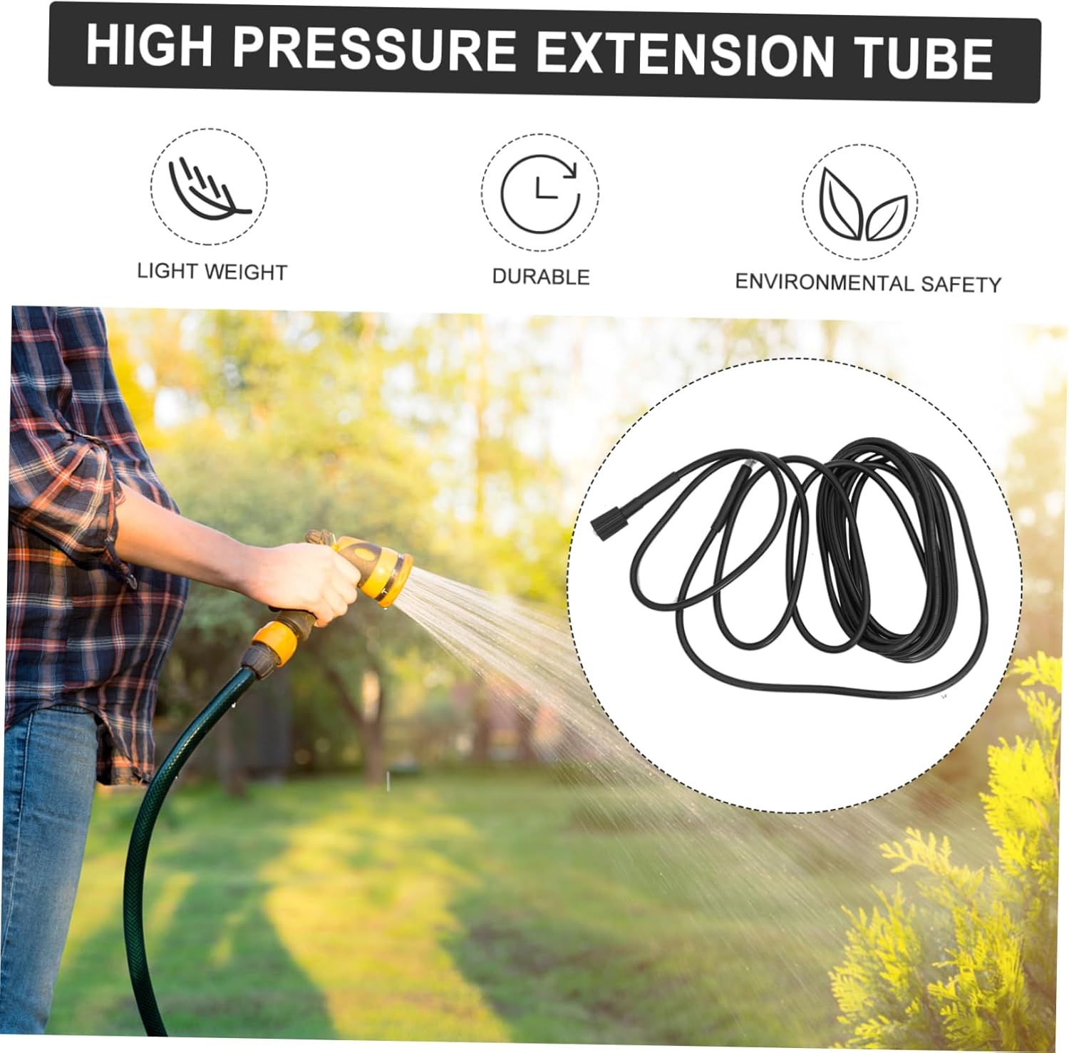 15m High Pressure Washer Hose Extension for Car Washing Flexible Water Cleaning Tool Compatible with Lightweight Durable Design for Easy Drain Unblocking