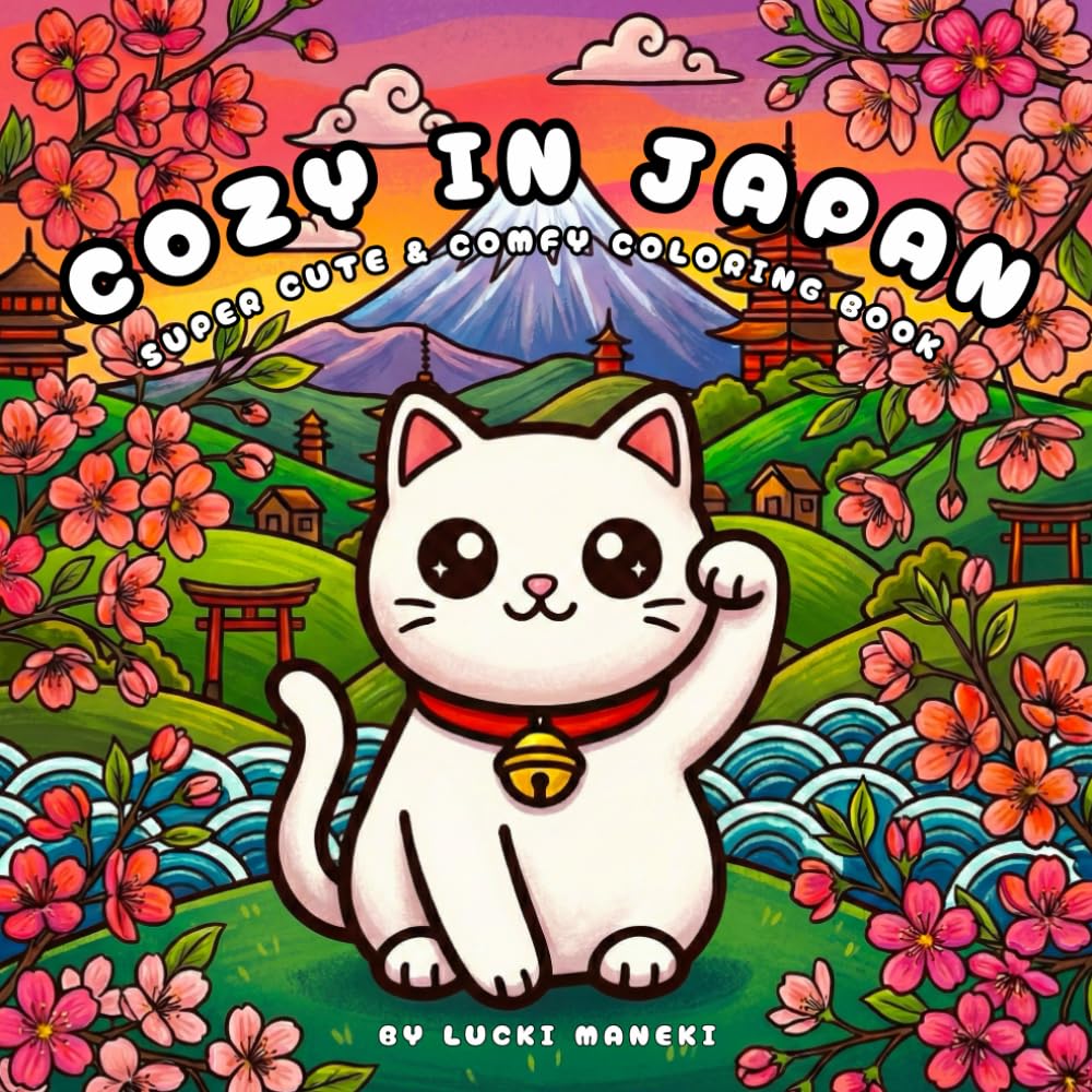 Cozy in Japan: A Super Cute and Comfy Kawaii Coloring Book for Adults and Teens with Bold and Easy Line Art of Cozy Japanese Moments for Relaxation