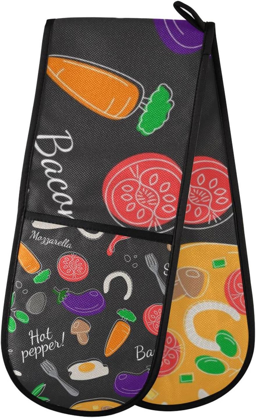Tatenale Double Oven Mitts Oven Gloves Heat Resistant for Kitchen Cooking Barbecue Baking Grilling Microwave Machine Washable 35x7in Bahan Dapur