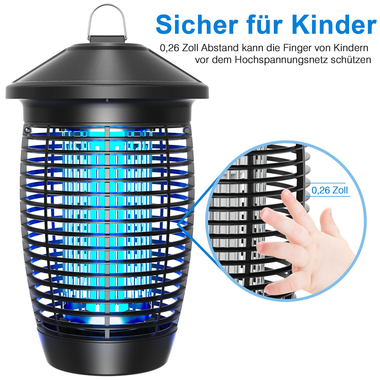 PALONE Insektenvernichter Elektrisch, Mückenfalle 20W 4500W UV Mückenlampe Mückenschutz, Fliegenfalle Elektrisch Fliegenfänger Insektenfalle Ungiftig Geruchsneutral für Innen und Traufe