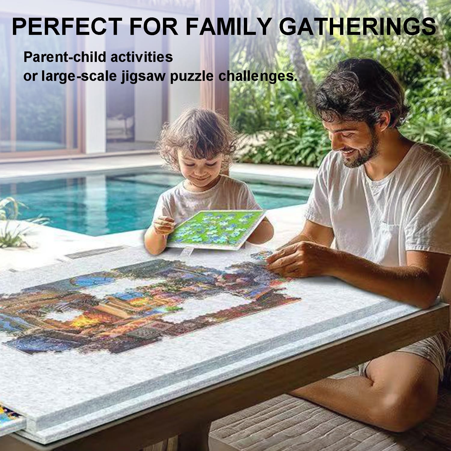 Table Puzzle 1000 Pièces,Support pour Puzzle,Planche à Puzzle Inclinable avec Support Et Couvercle 2 en 1,avec 6 Tiroirs De Classification,Surface Antidérapante,Plaque De Recouvrement Pliable(Blanc)