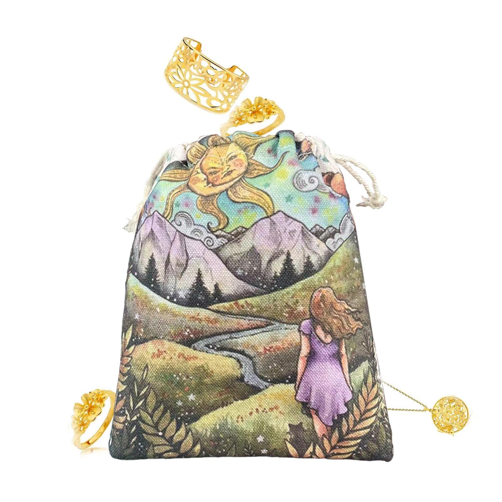 Pochette En Flanelle Avec Cordon De Serrage - Pour Cartes De Tarot, Dés, Bijoux, Cristaux - 2
