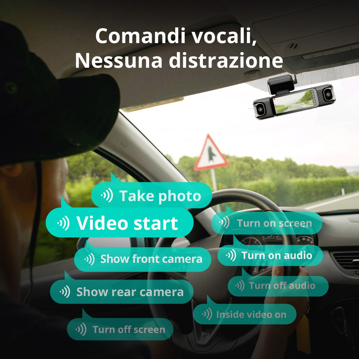 BOTSLAB 3K 4 Canali Dash Cam, Telecamera Anteriore 3K/4K e Telecamera per Auto 1080p*3 Sinistra Destra Interna, Dash Cam a 560° per Auto, 5,8GHz WiFi,GPS, Controllo Vocale, Scheda SD da 128 GB Inclusa