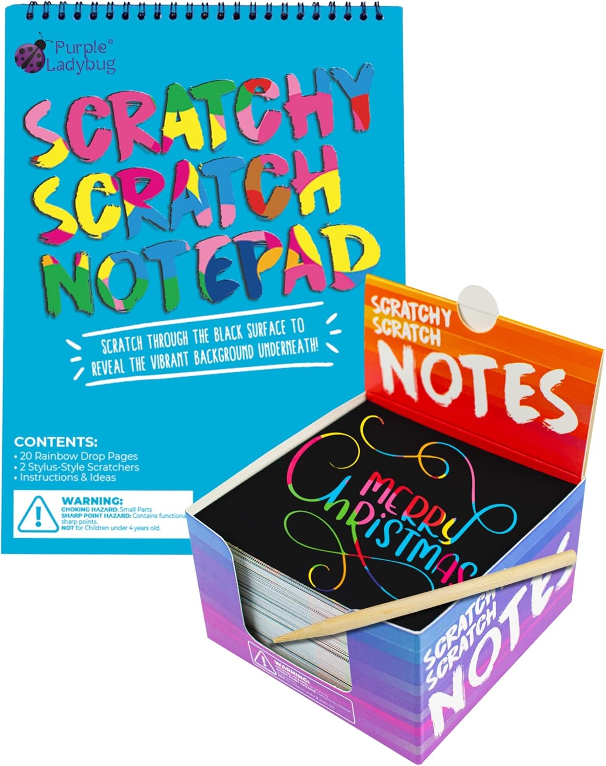 PURPLE LADYBUG 150 Rainbow Scratch Art Notes + 1 Big
