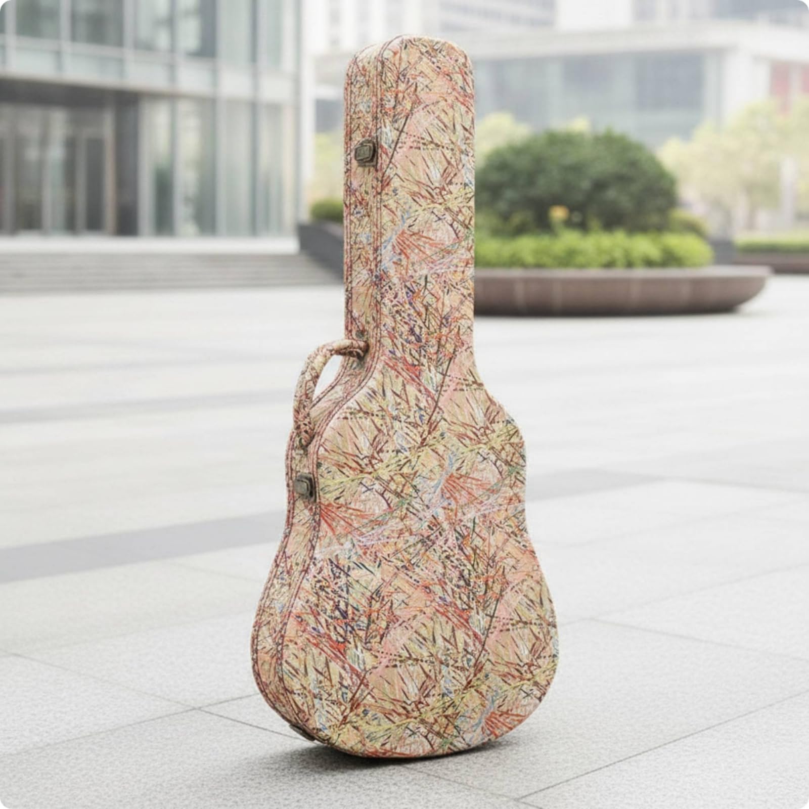 Funda Rígida Guitarra Antigolpes Estuche para Viajes, Ensayos, Hoja De Arce con Asa