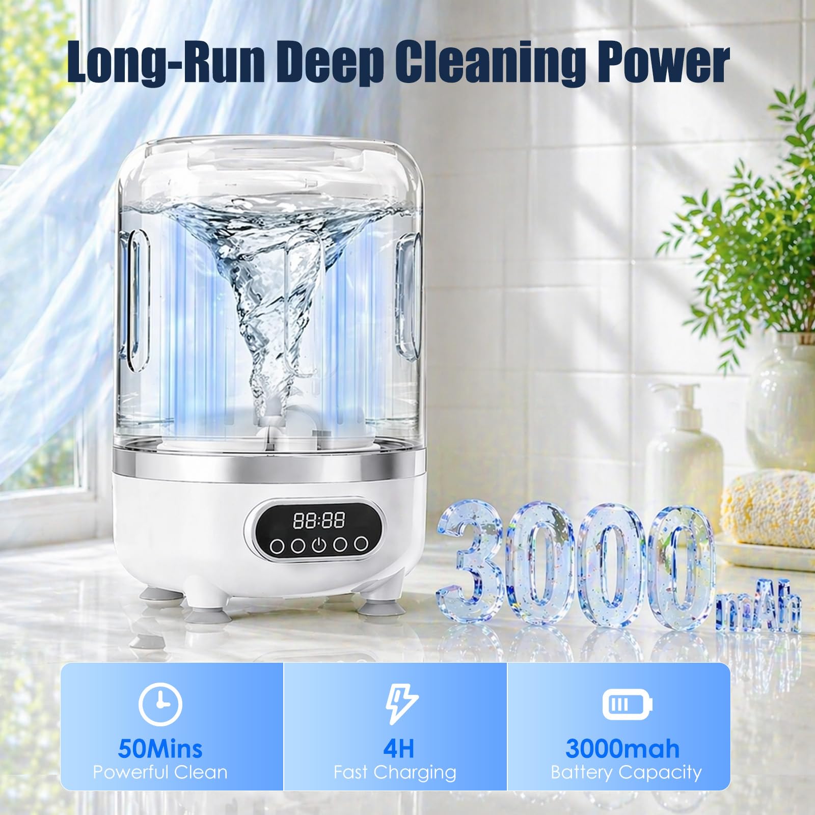 Mini Lavadoras Portatil, 3L Minilavadora de Trapos Lavadora Portátil para Ropa Interior, Lavadora Pequeña Electrodoméstico Compacto para Prendas Delicadas Calcetines Toallas