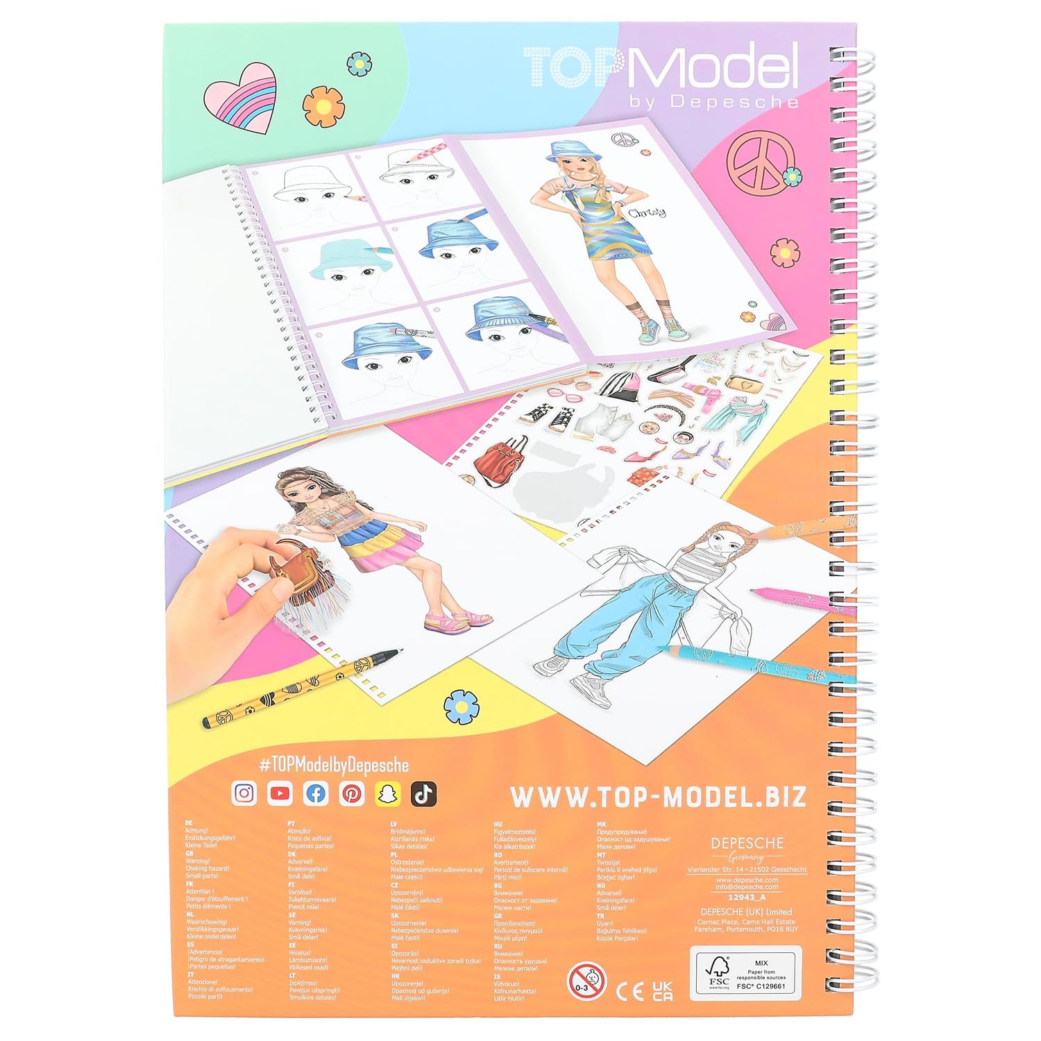 TOPModel Set Creativo Per Bambine - Libro Da Colorare Con Adesivi E Penne